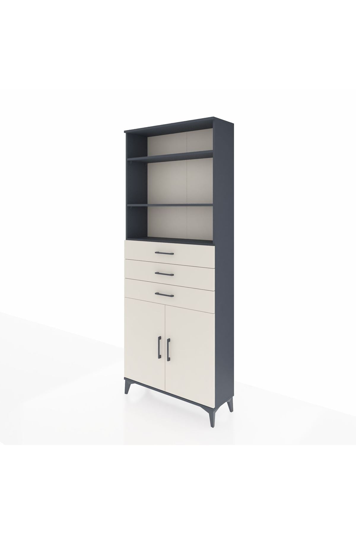 Arges Dolap 4 Raflı 3 Çekmeceli 2 Kapaklı 88x30x221 - S30M168V4A