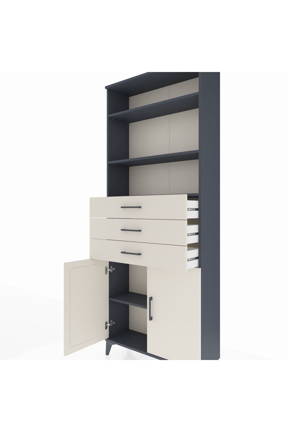 Arges Dolap 4 Raflı 3 Çekmeceli 2 Kapaklı 88x30x221 - S30M168V4A