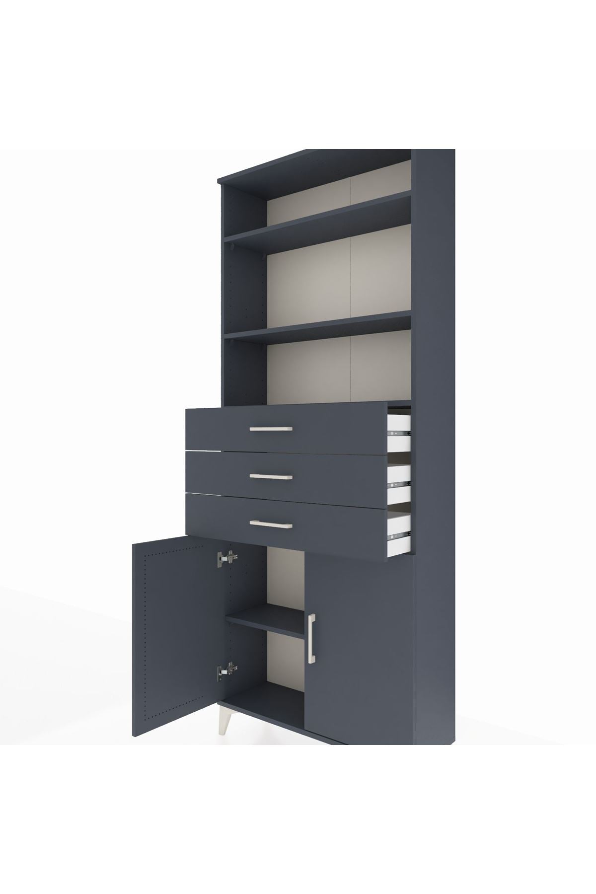 Arges Dolap 4 Raflı 3 Çekmeceli 2 Kapaklı 88x30x221 - S30M168V5A