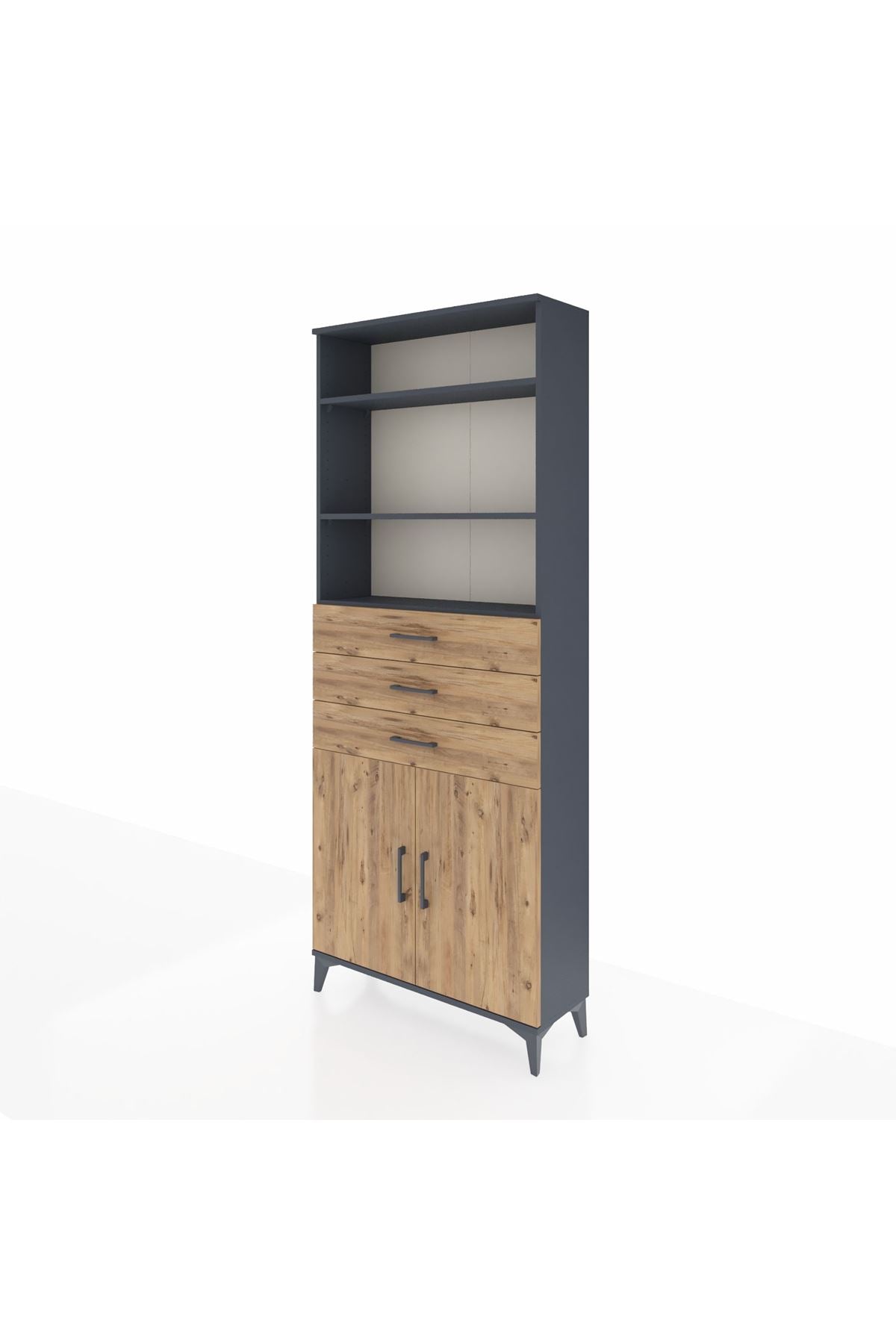 Arges Dolap 4 Raflı 3 Çekmeceli 2 Kapaklı 88x30x221 - S30M168V6A
