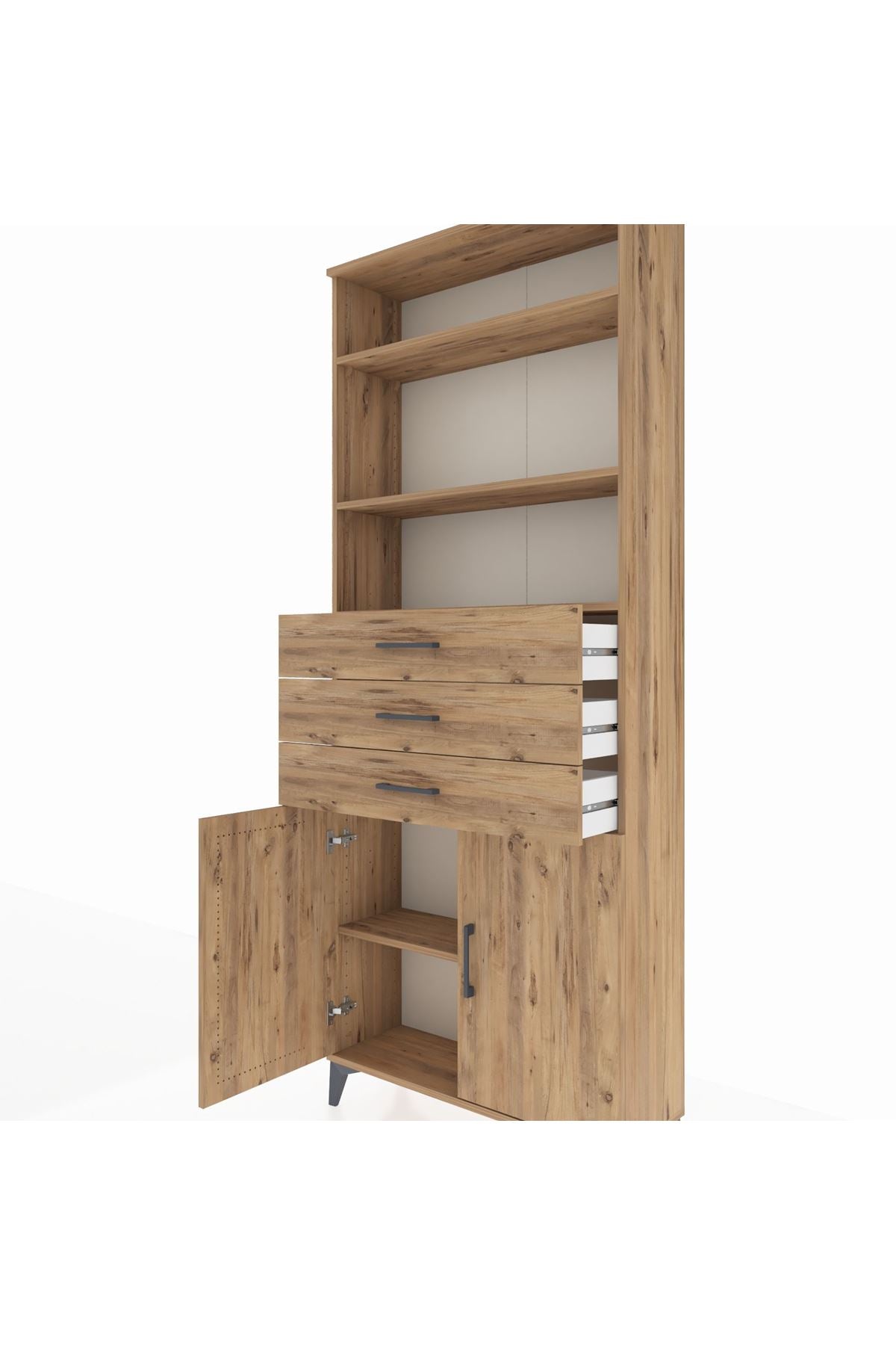 Arges Dolap 4 Raflı 3 Çekmeceli 2 Kapaklı 88x30x221 - S30M168V9A