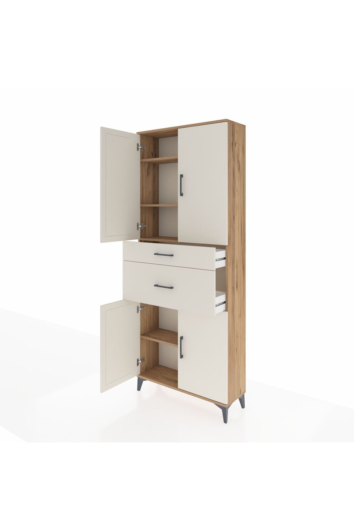 Arges Dolap 4 Raflı 2 Çekmeceli 4 Kapaklı 88x30x221 - S30M170V7A
