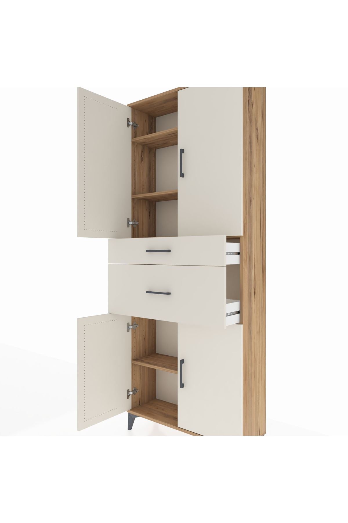 Arges Dolap 4 Raflı 2 Çekmeceli 4 Kapaklı 88x30x221 - S30M170V7A