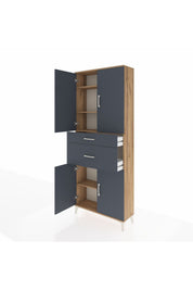 Arges Dolap 4 Raflı 2 Çekmeceli 4 Kapaklı 88x30x221 - S30M170V8A