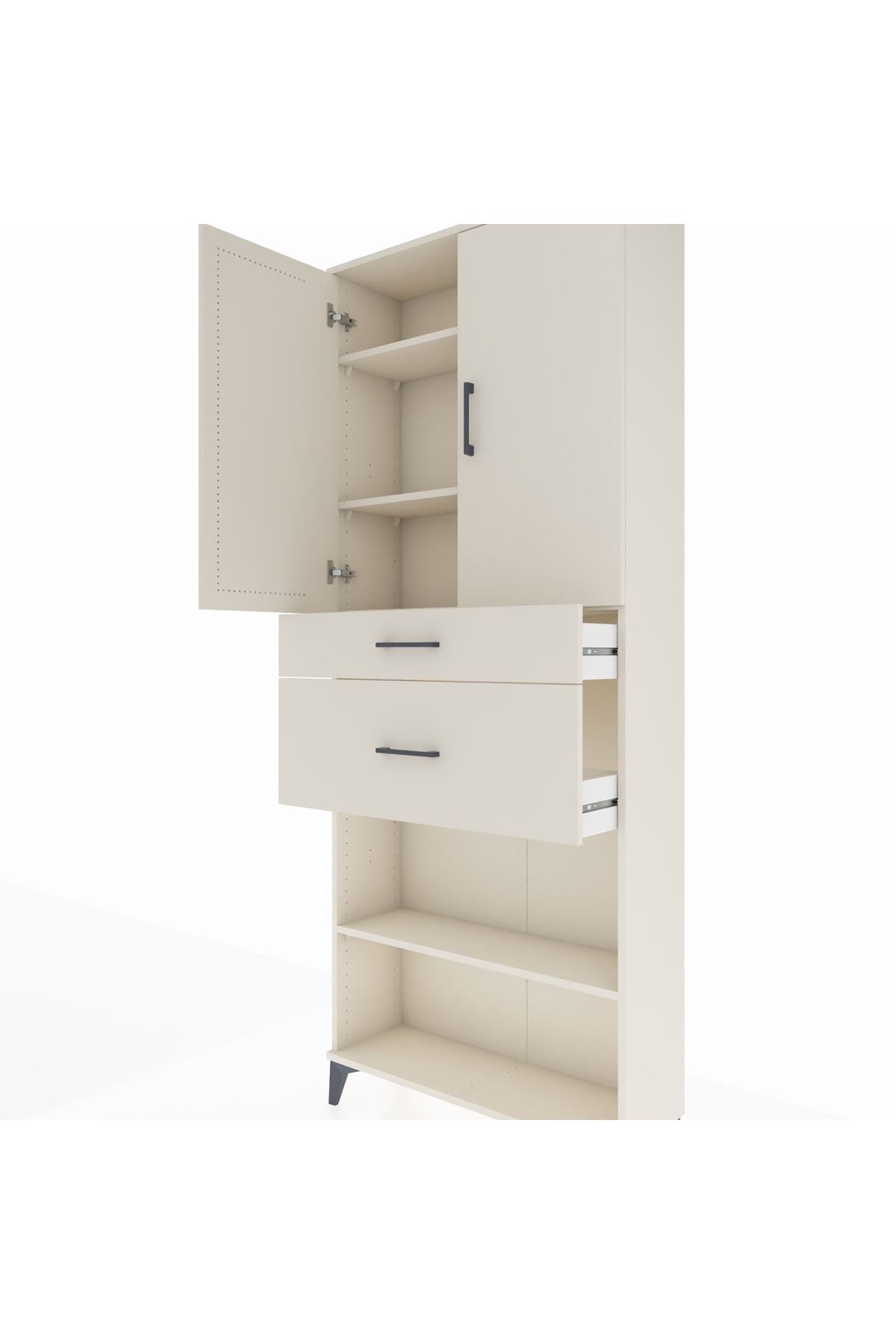 Arges Dolap 4 Raflı 2 Çekmeceli 2 Kapaklı 88x30x221 - S30M171V1A