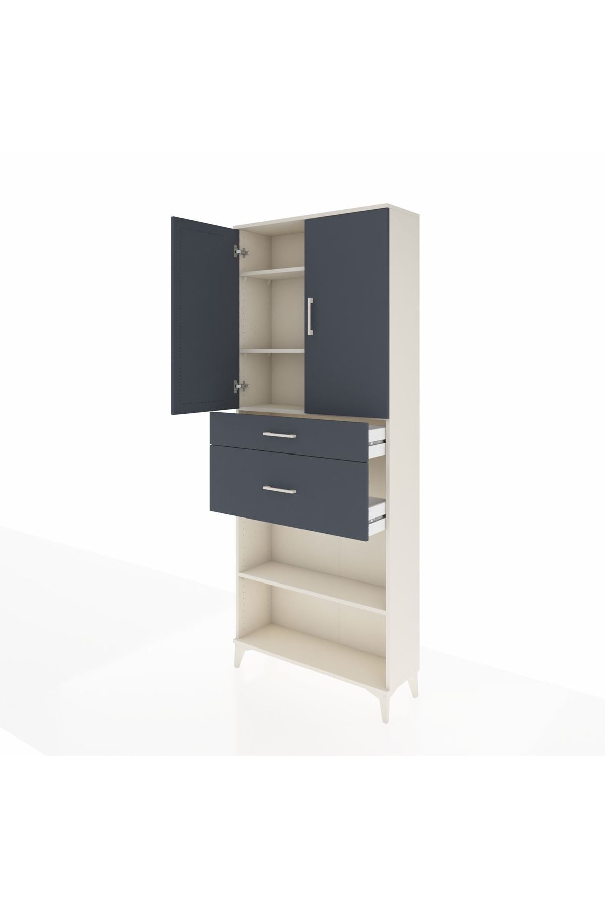 Arges Dolap 4 Raflı 2 Çekmeceli 2 Kapaklı 88x30x221 - S30M171V2A