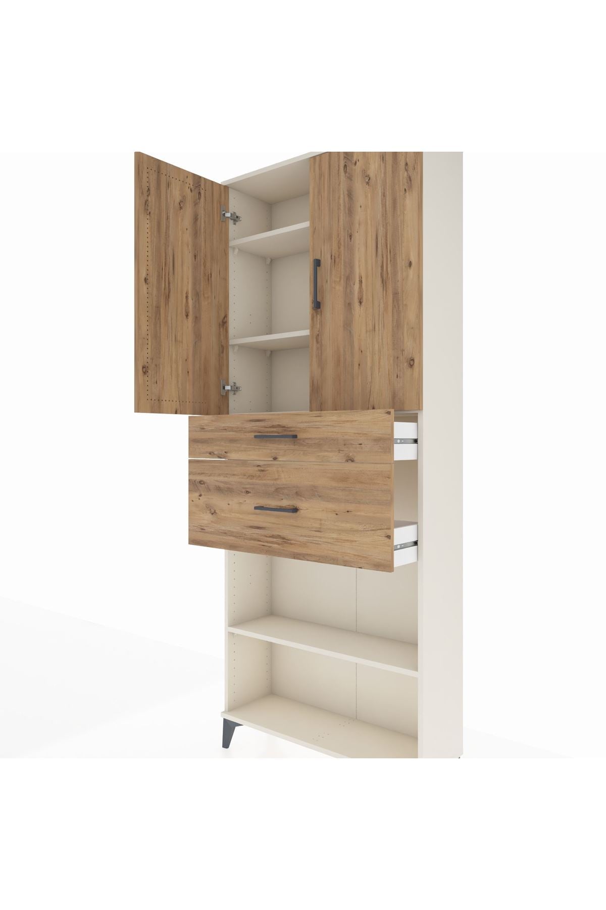 Arges Dolap 4 Raflı 2 Çekmeceli 2 Kapaklı 88x30x221 - S30M171V3A