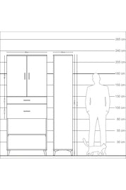 Arges Dolap 4 Raflı 2 Çekmeceli 2 Kapaklı 88x30x221 - S30M171V6A