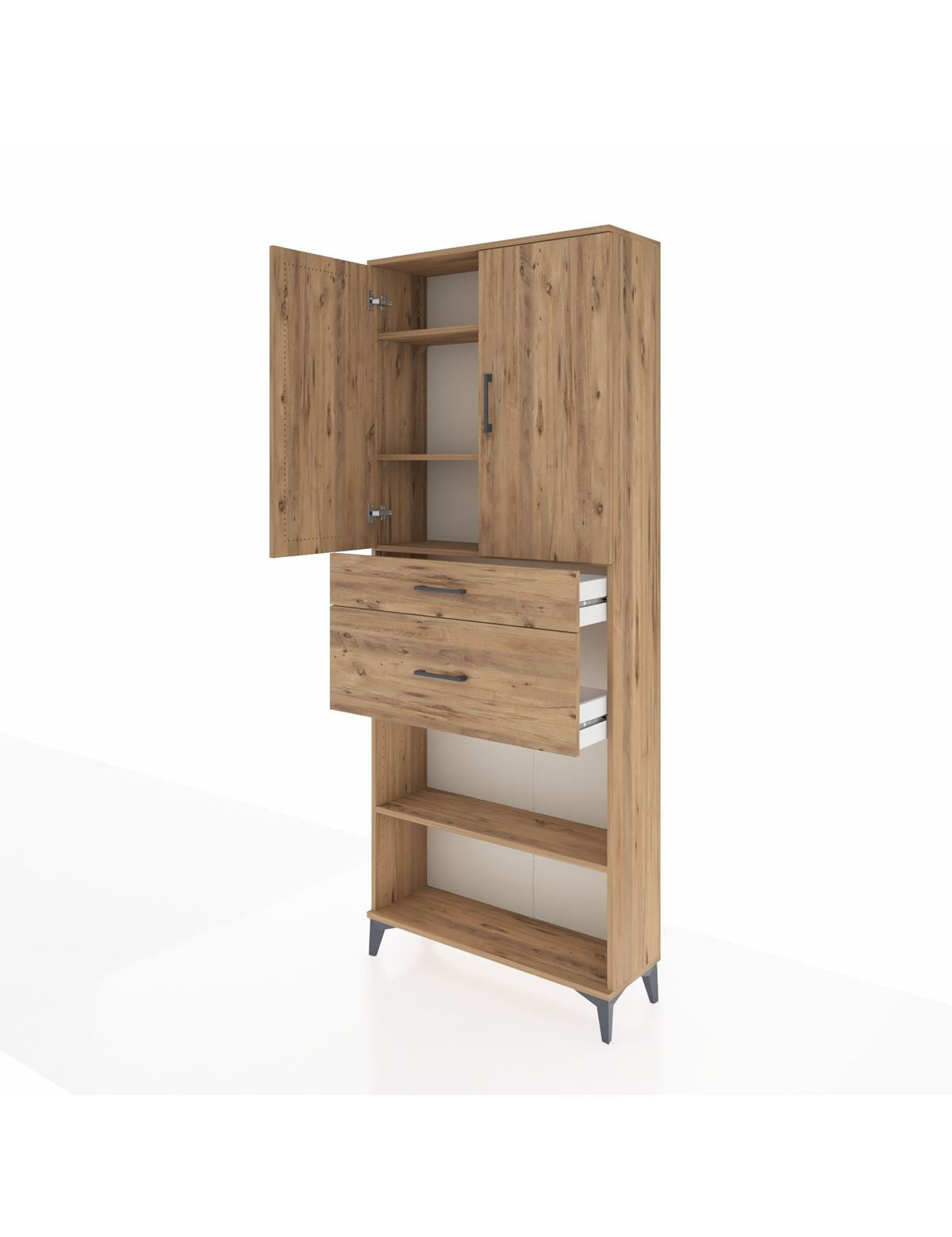 Arges Dolap 4 Raflı 2 Çekmeceli 2 Kapaklı 88x30x221 - S30M171V9A