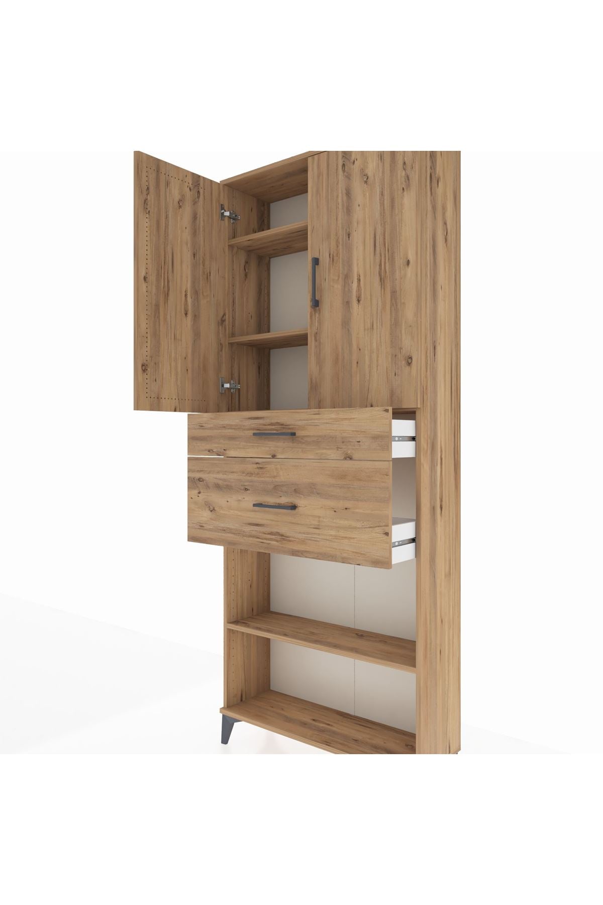 Arges Dolap 4 Raflı 2 Çekmeceli 2 Kapaklı 88x30x221 - S30M171V9A