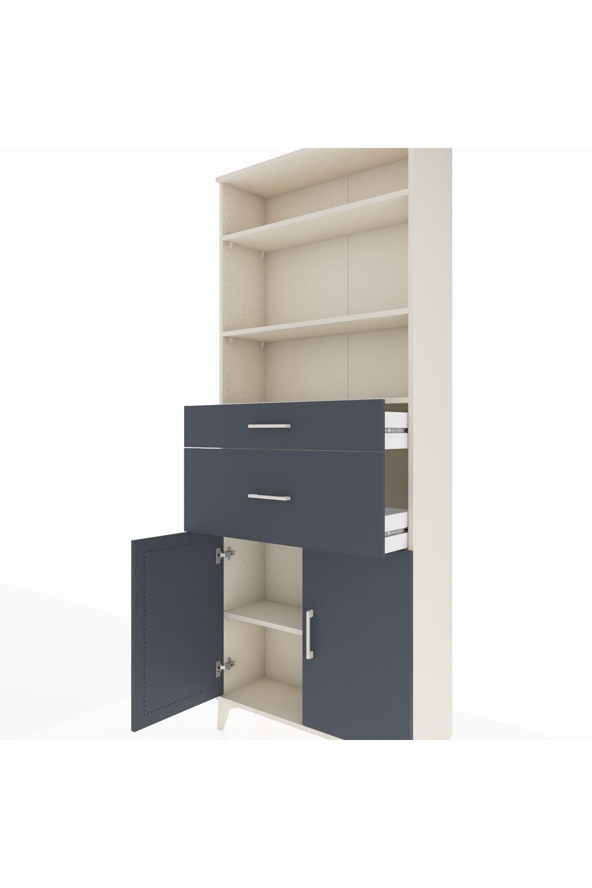 Arges Dolap 4 Raflı 2 Çekmeceli 2 Kapaklı 88x30x221 - S30M172V2A