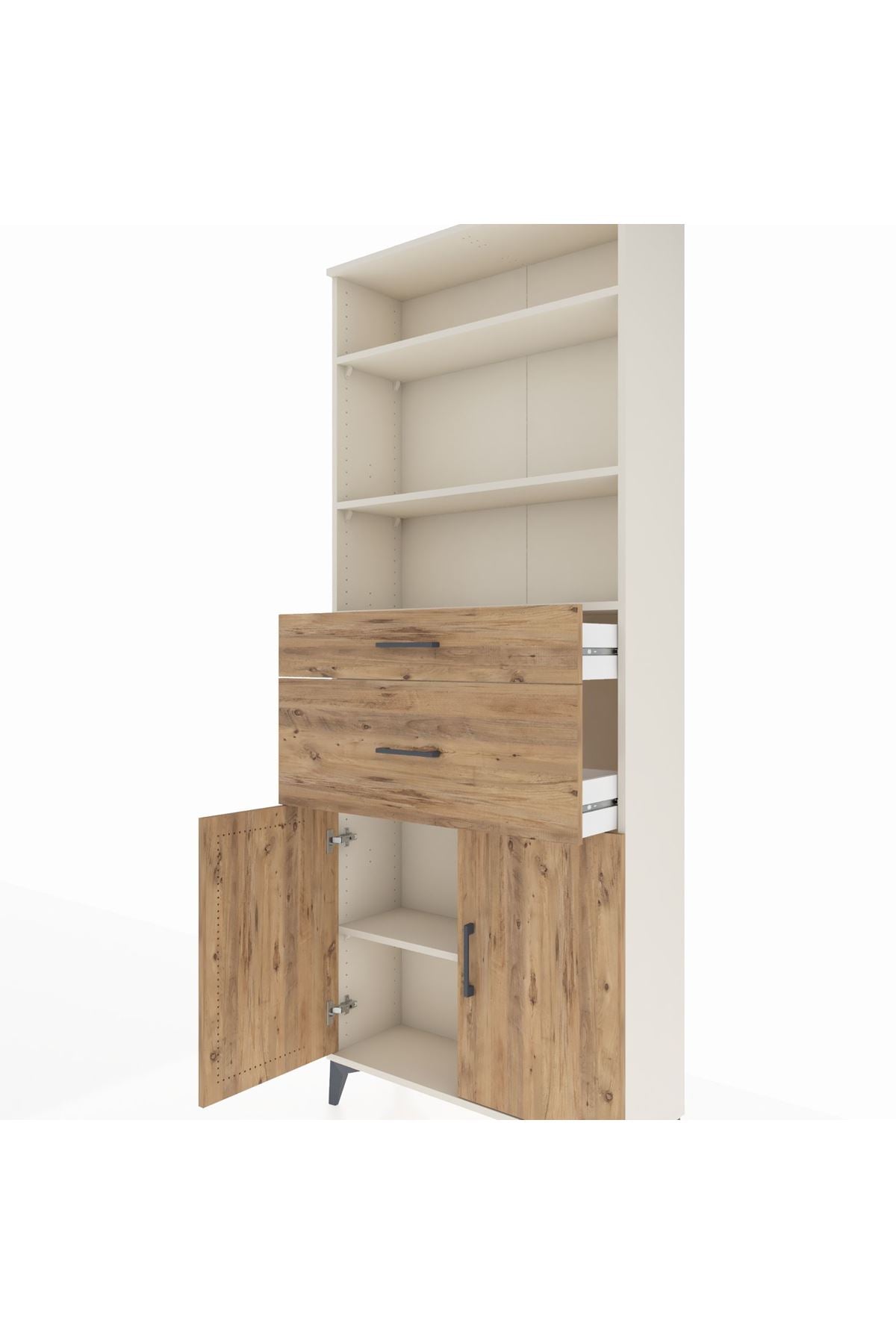 Arges Dolap 4 Raflı 2 Çekmeceli 2 Kapaklı 88x30x221 - S30M172V3A
