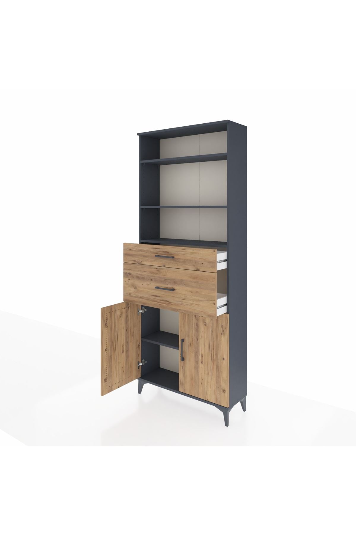Arges Dolap 4 Raflı 2 Çekmeceli 2 Kapaklı 88x30x221 - S30M172V6A