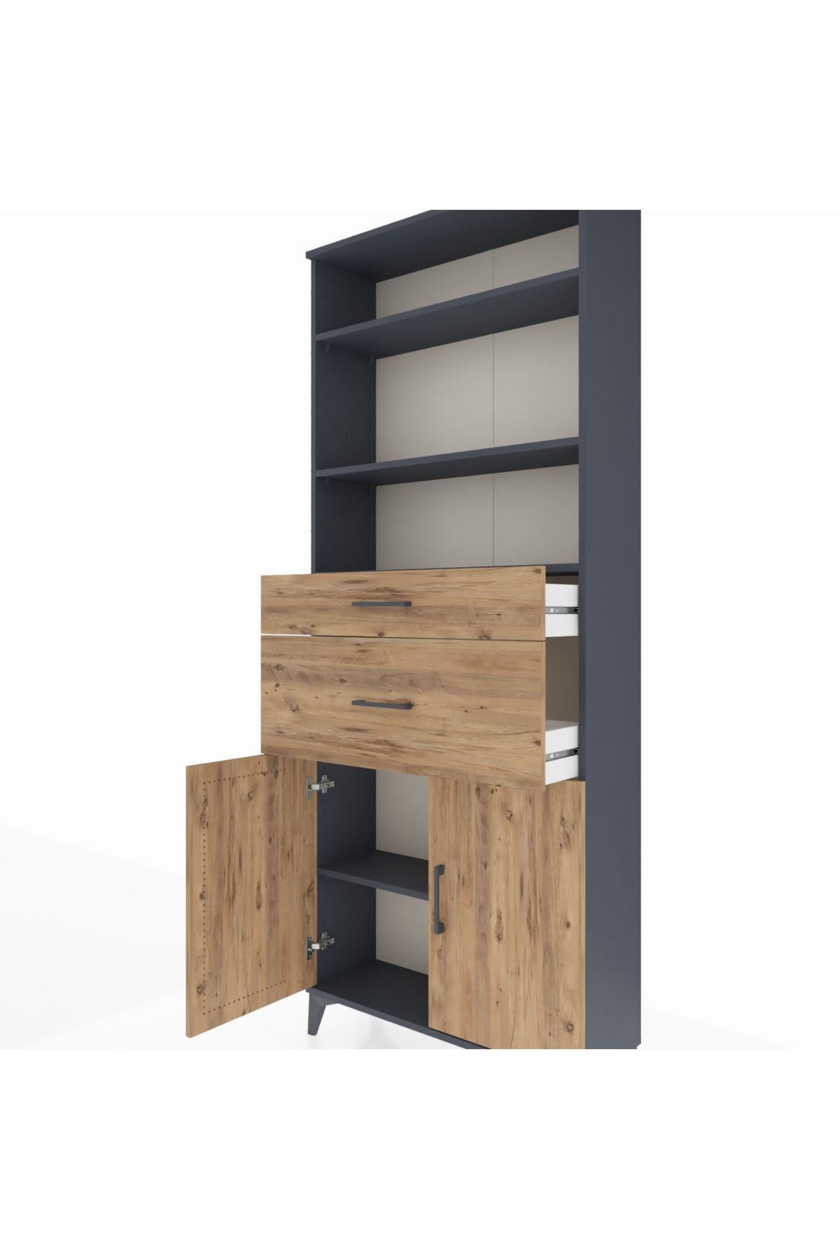 Arges Dolap 4 Raflı 2 Çekmeceli 2 Kapaklı 88x30x221 - S30M172V6A