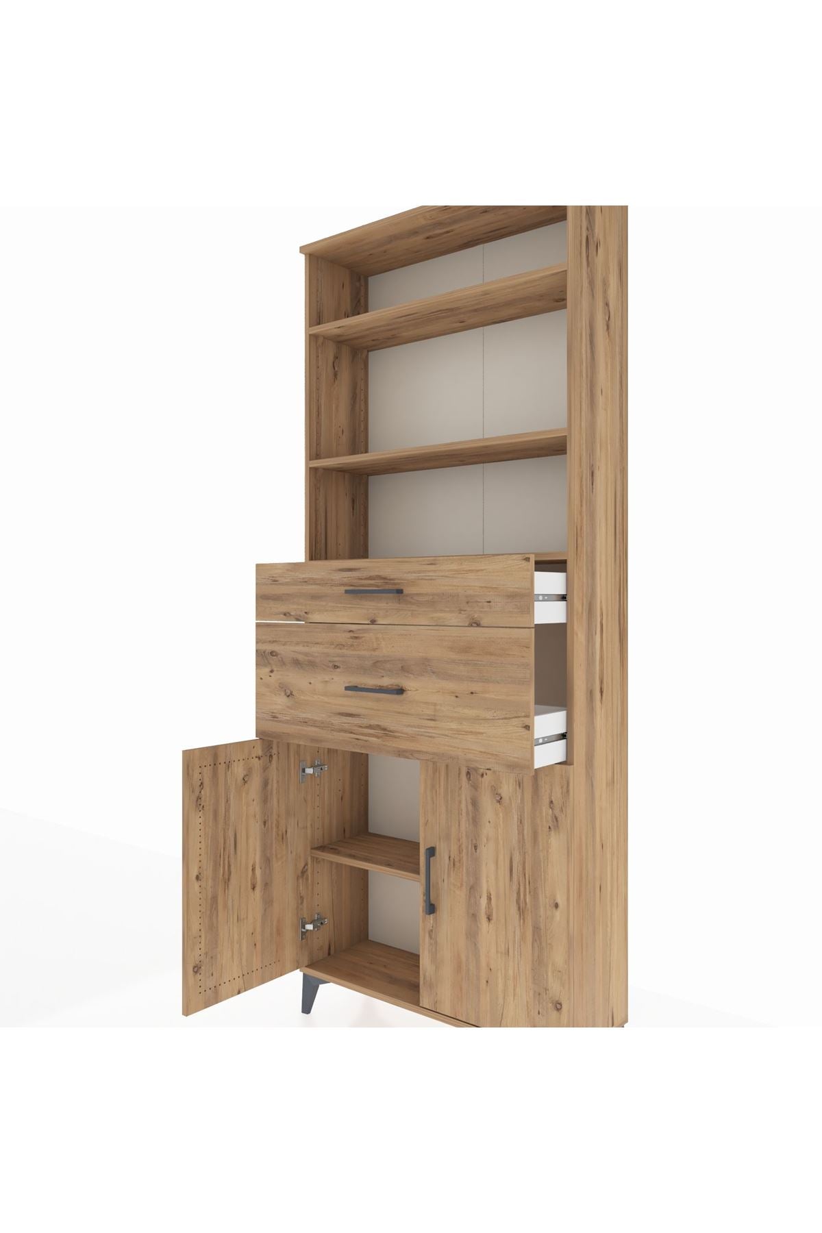 Arges Dolap 4 Raflı 2 Çekmeceli 2 Kapaklı 88x30x221 - S30M172V9A
