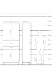 Arges Dolap 4 Raflı 2 Çekmeceli 4 Kapaklı 88x30x221 - S30M174V6A