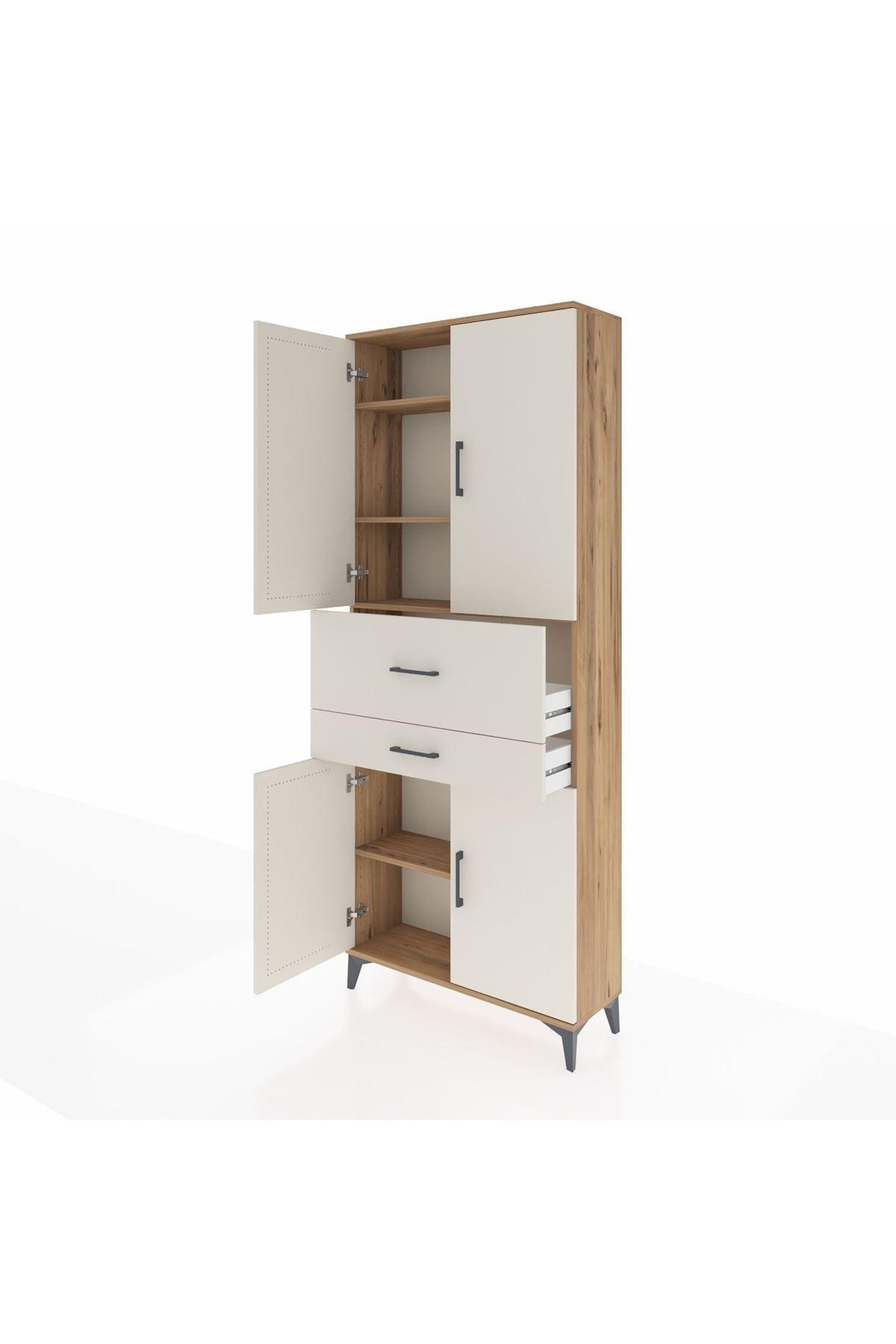 Arges Dolap 4 Raflı 2 Çekmeceli 4 Kapaklı 88x30x221 - S30M174V7A