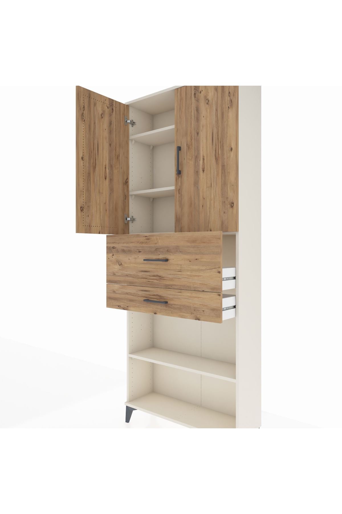 Arges Dolap 4 Raflı 2 Çekmeceli 2 Kapaklı 88x30x221 - S30M175V3A