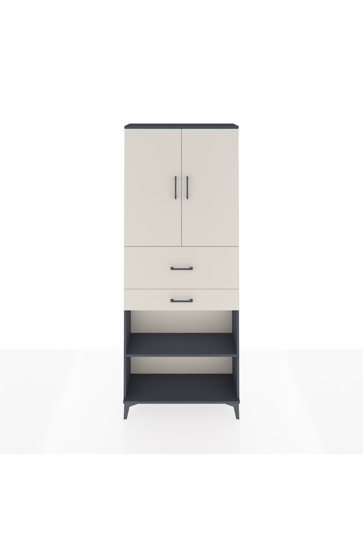 Arges Dolap 4 Raflı 2 Çekmeceli 2 Kapaklı 88x30x221 - S30M175V4A
