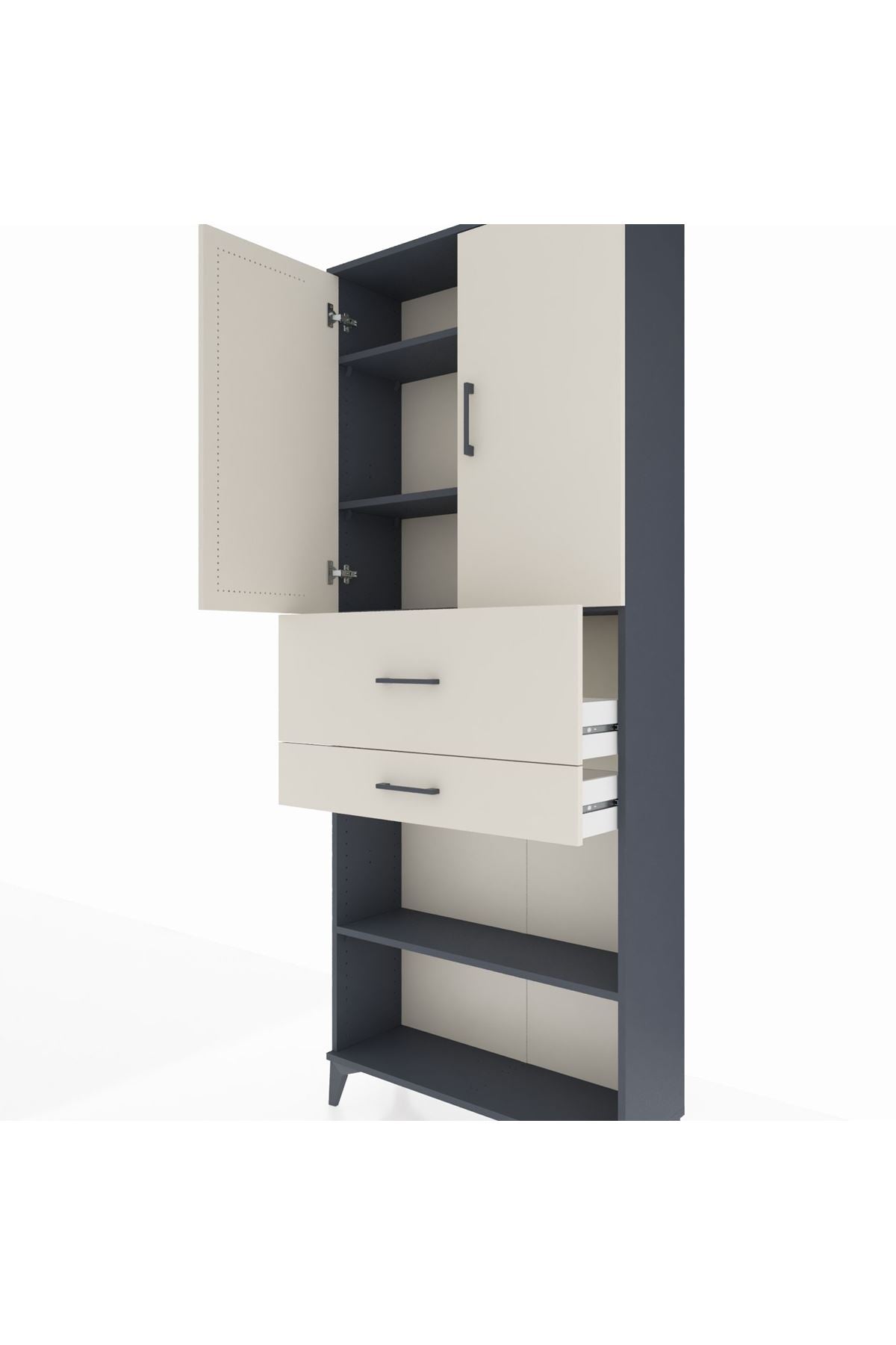 Arges Dolap 4 Raflı 2 Çekmeceli 2 Kapaklı 88x30x221 - S30M175V4A