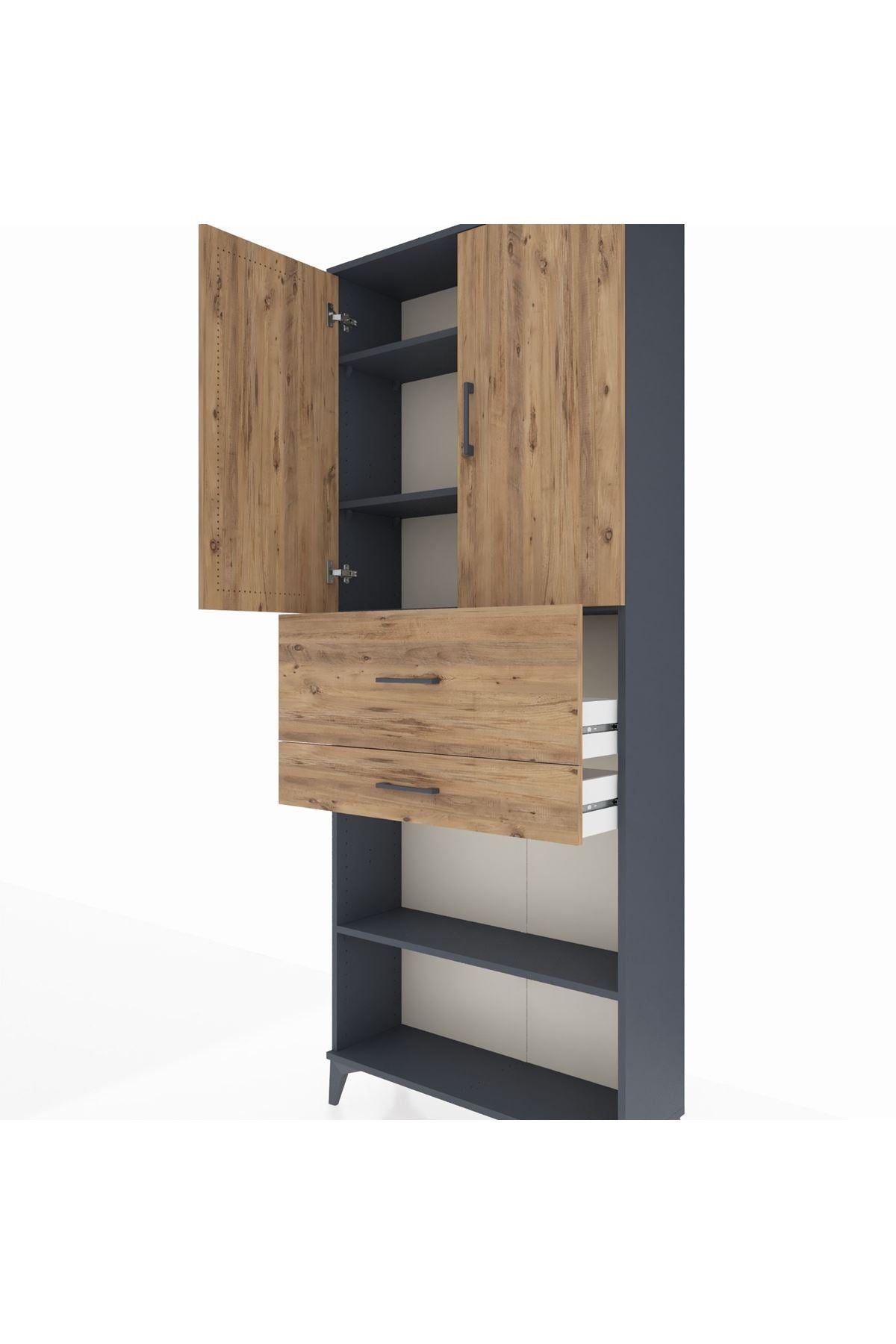 Arges Dolap 4 Raflı 2 Çekmeceli 2 Kapaklı 88x30x221 - S30M175V6A