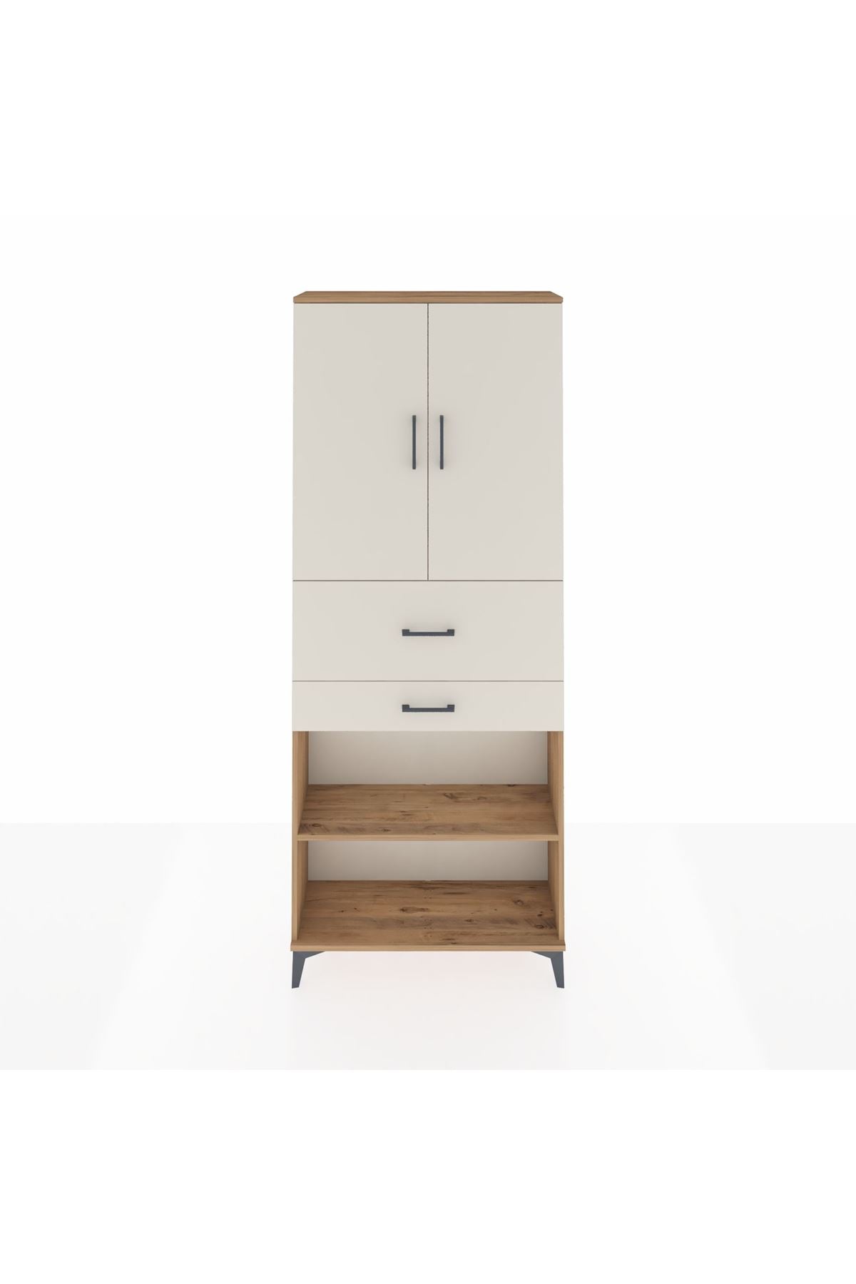 Arges Dolap 4 Raflı 2 Çekmeceli 2 Kapaklı 88x30x221 - S30M175V7A