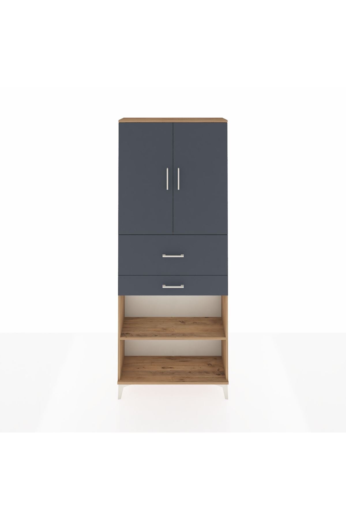 Arges Dolap 4 Raflı 2 Çekmeceli 2 Kapaklı 88x30x221 - S30M175V8A