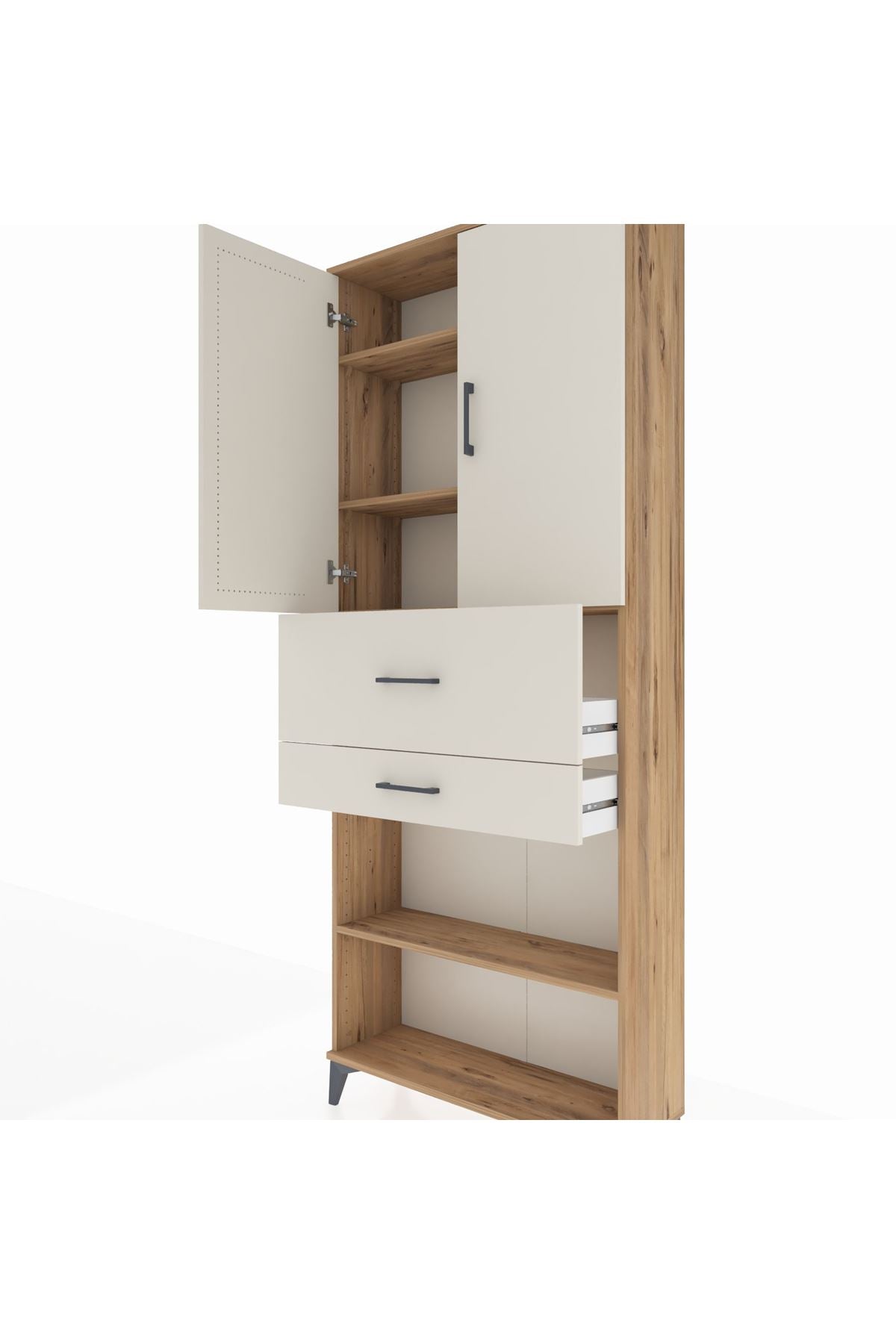 Arges Dolap 4 Raflı 2 Çekmeceli 2 Kapaklı 88x30x221 - S30M175V7A