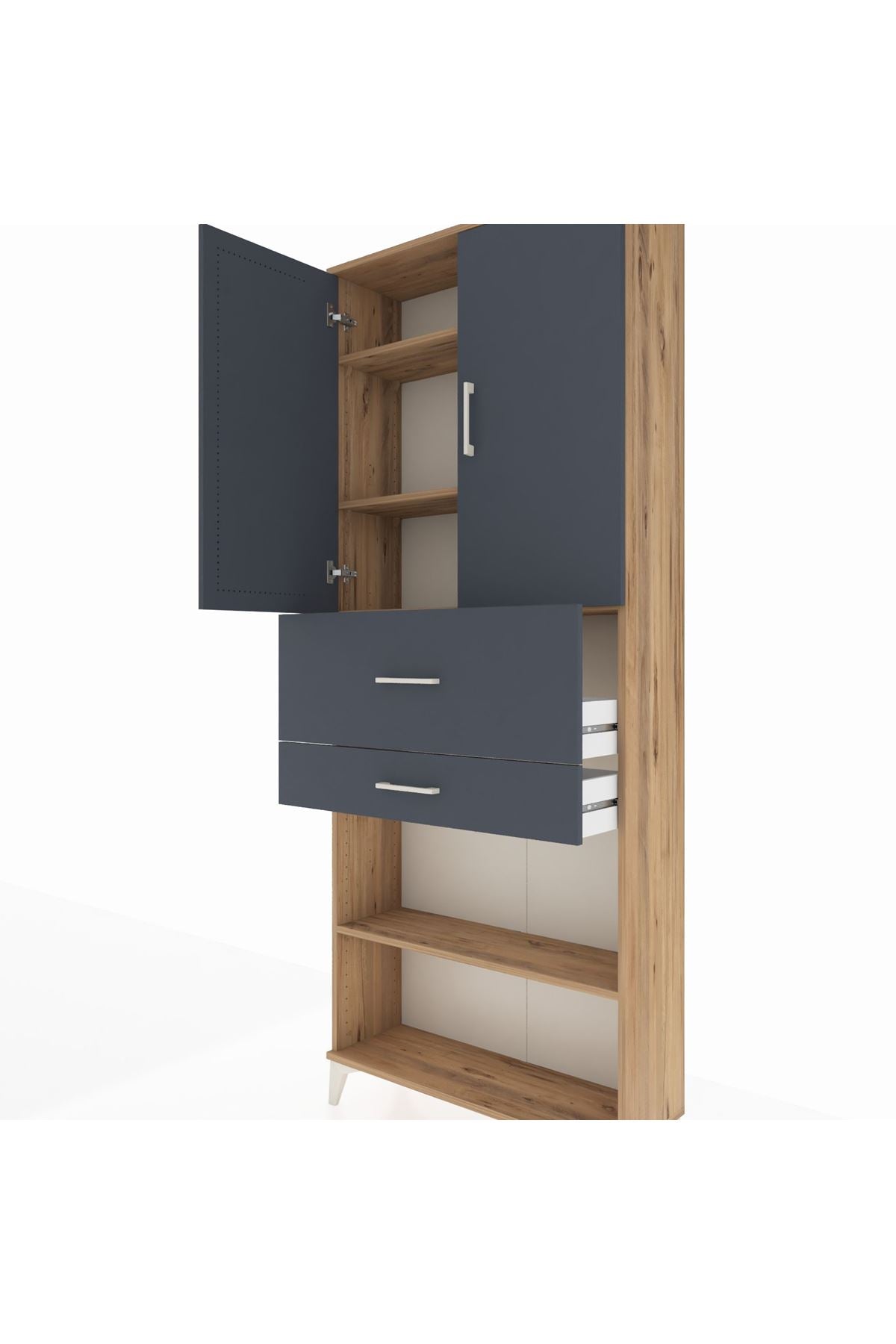 Arges Dolap 4 Raflı 2 Çekmeceli 2 Kapaklı 88x30x221 - S30M175V8A