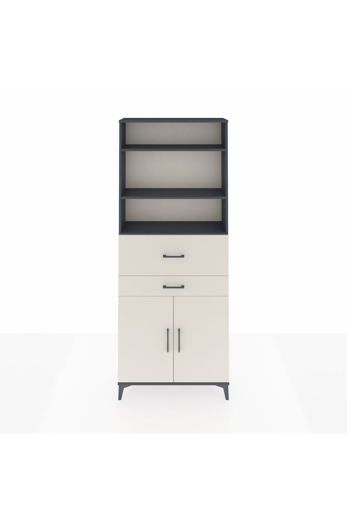 Arges Dolap 4 Raflı 2 Çekmeceli 2 Kapaklı 88x30x221 - S30M176V4A