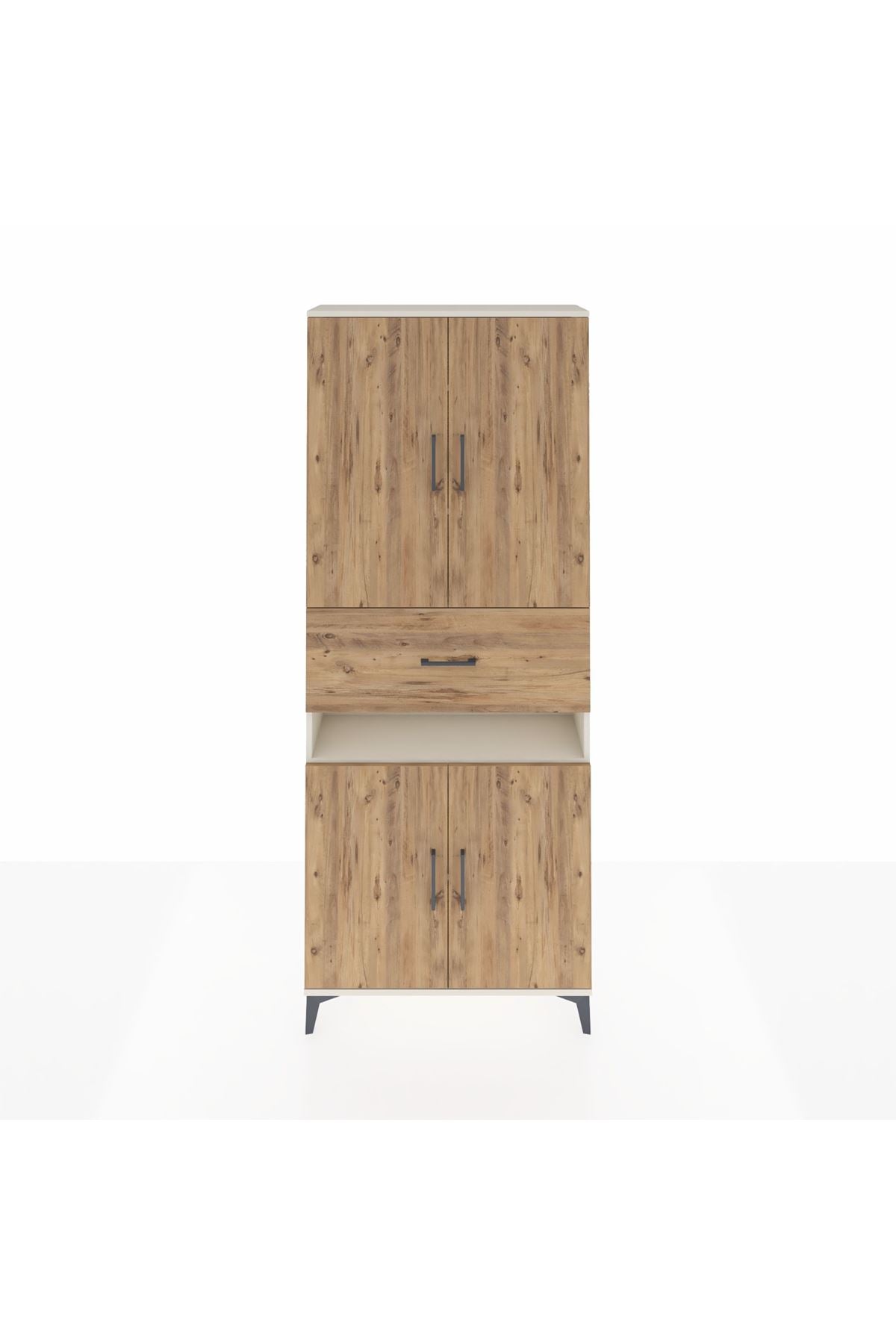 Arges Dolap 5 Raflı Tek Çekmeceli 4 Kapaklı 88x30x221 - S30M178V3A