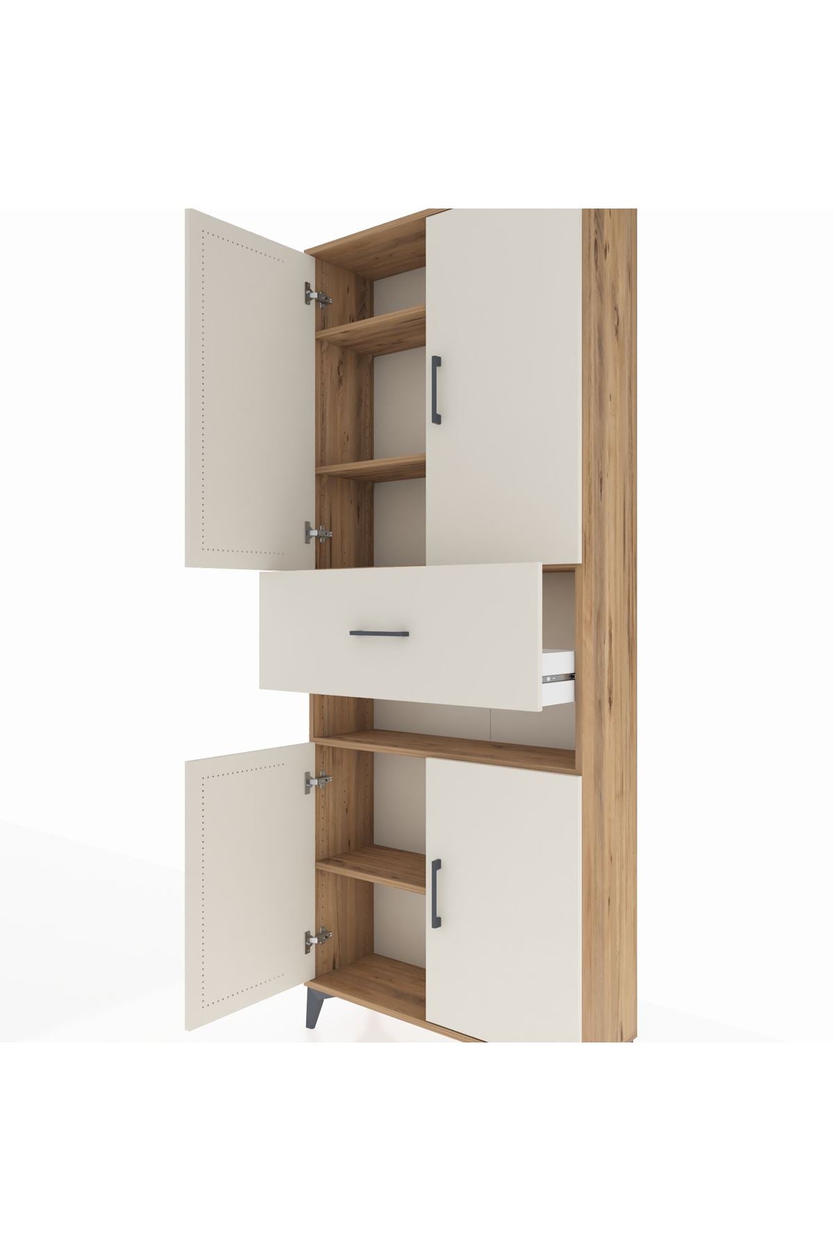 Arges Dolap 5 Raflı Tek Çekmeceli 4 Kapaklı 88x30x221 - S30M178V7A