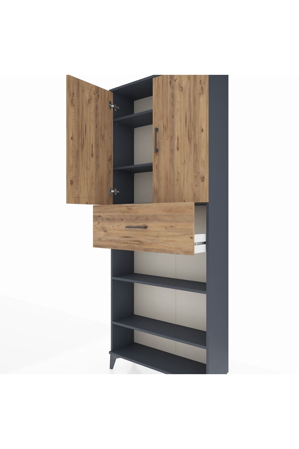 Arges Dolap 5 Raflı Tek Çekmeceli 2 Kapaklı 88x30x221 - S30M179V6A