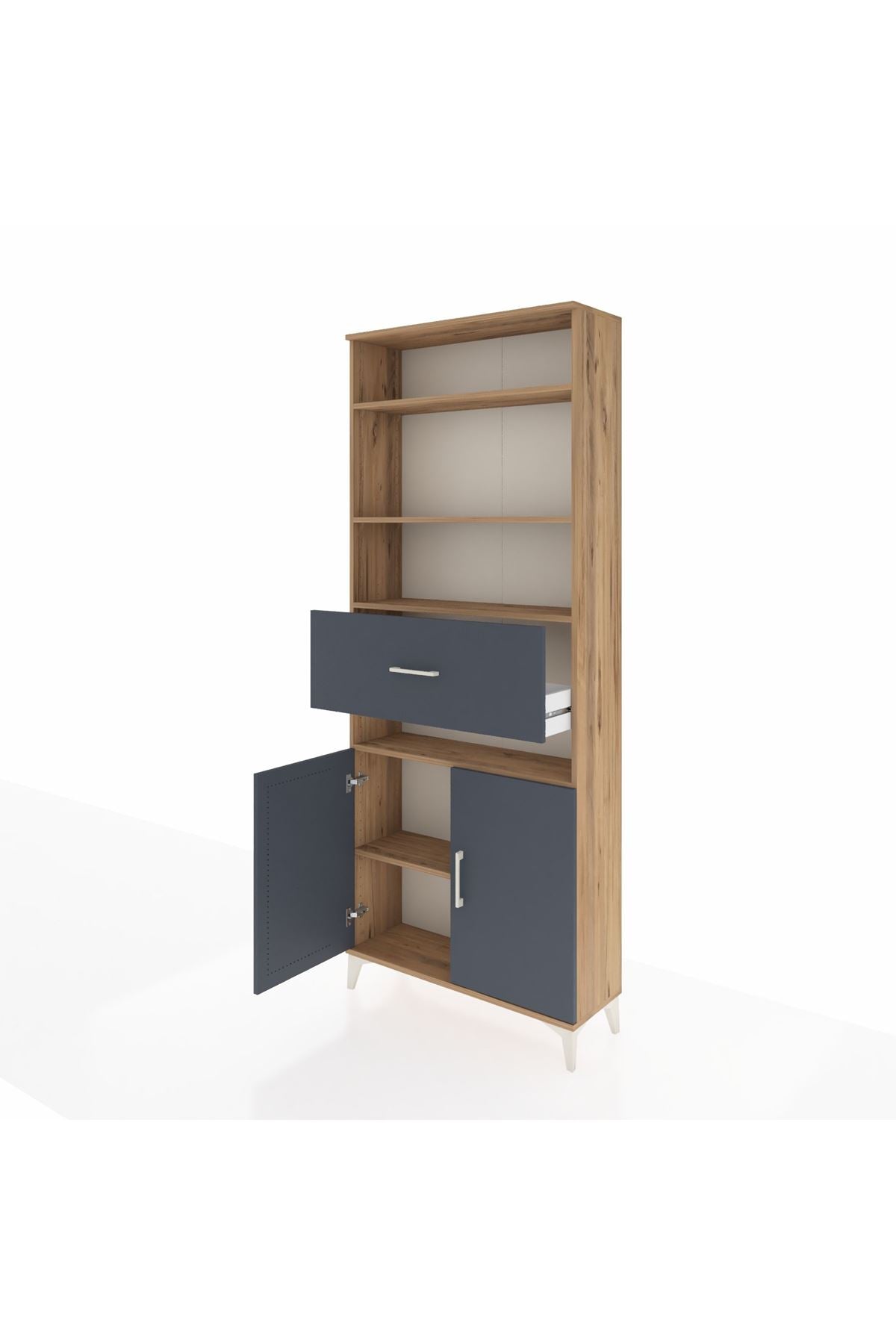 Arges Dolap 5 Raflı Tek Çekmeceli 2 Kapaklı 88x30x221 - S30M180V8A
