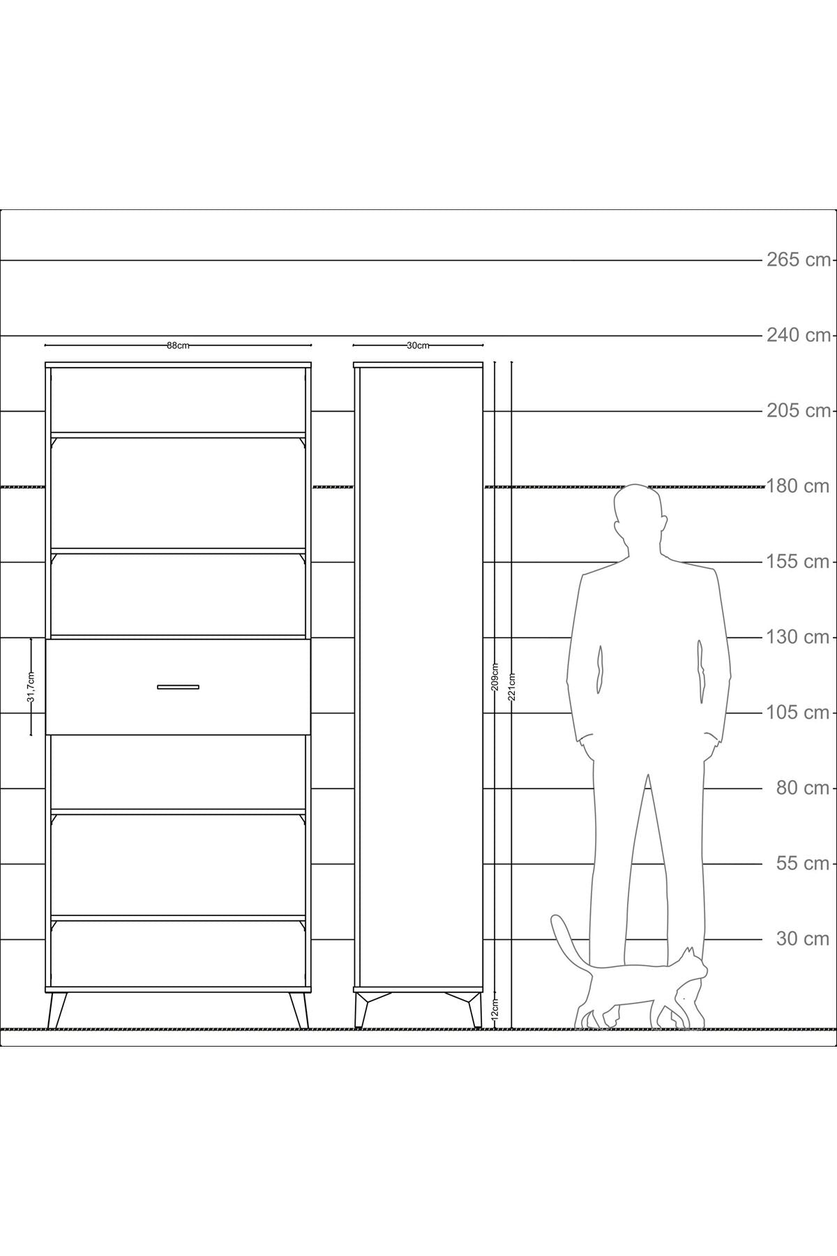 Arges Dolap 5 Raflı Tek Çekmeceli 88x30x221 - S30M181V9A