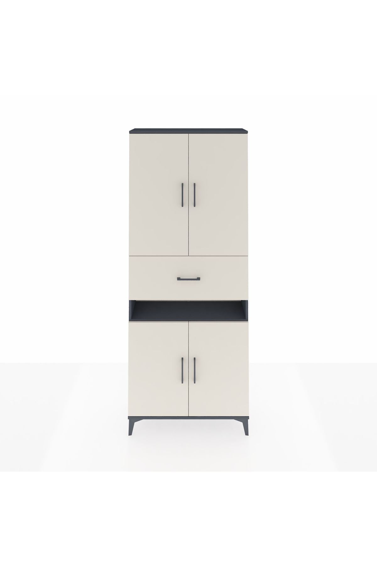 Arges Dolap 5 Raflı Tek Çekmeceli 4 Kapaklı 88x30x221 - S30M182V4A