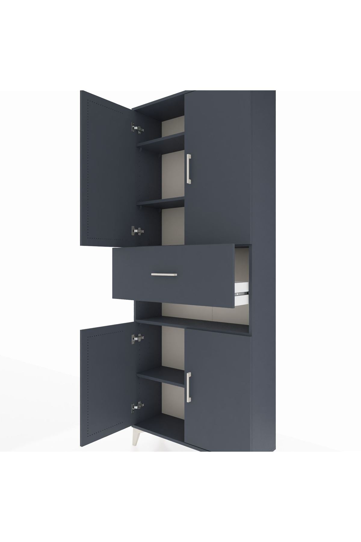 Arges Dolap 5 Raflı Tek Çekmeceli 4 Kapaklı 88x30x221 - S30M182V5A