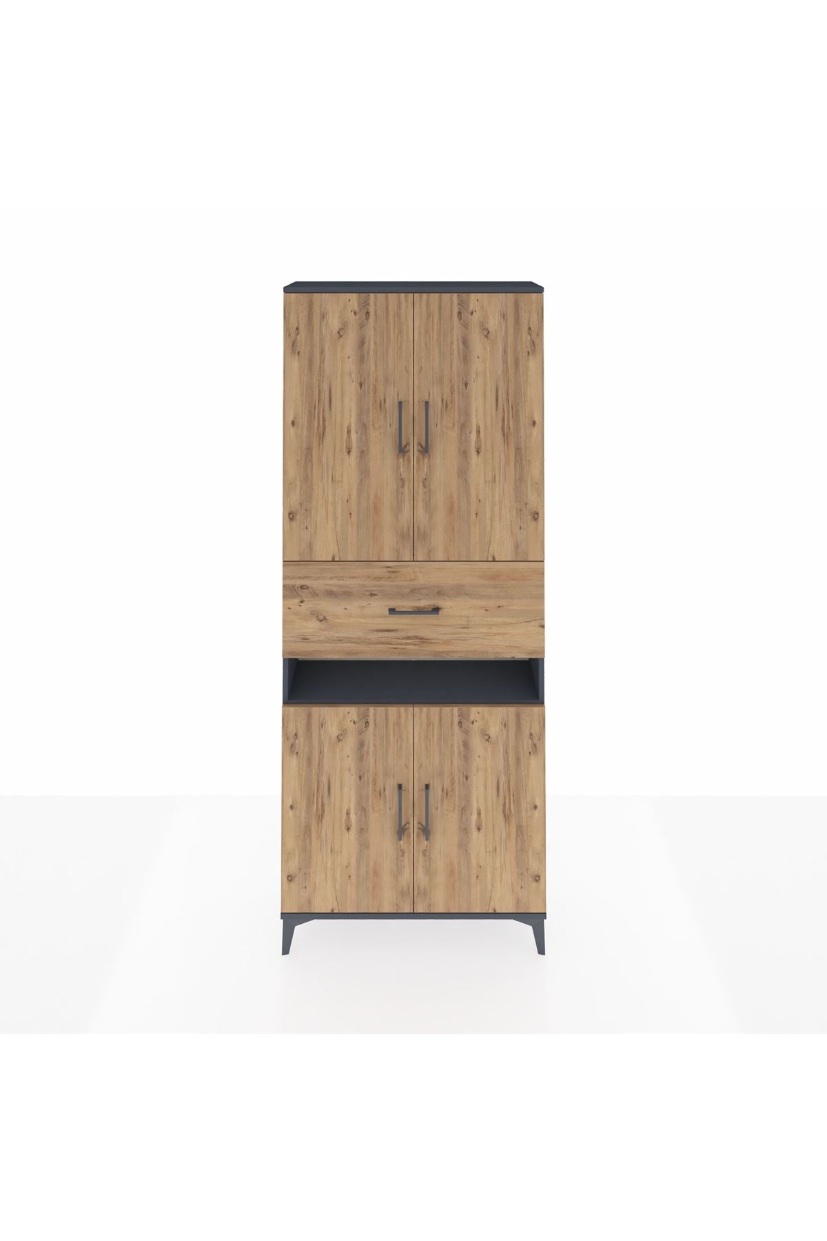 Arges Dolap 5 Raflı Tek Çekmeceli 4 Kapaklı 88x30x221 - S30M182V6A