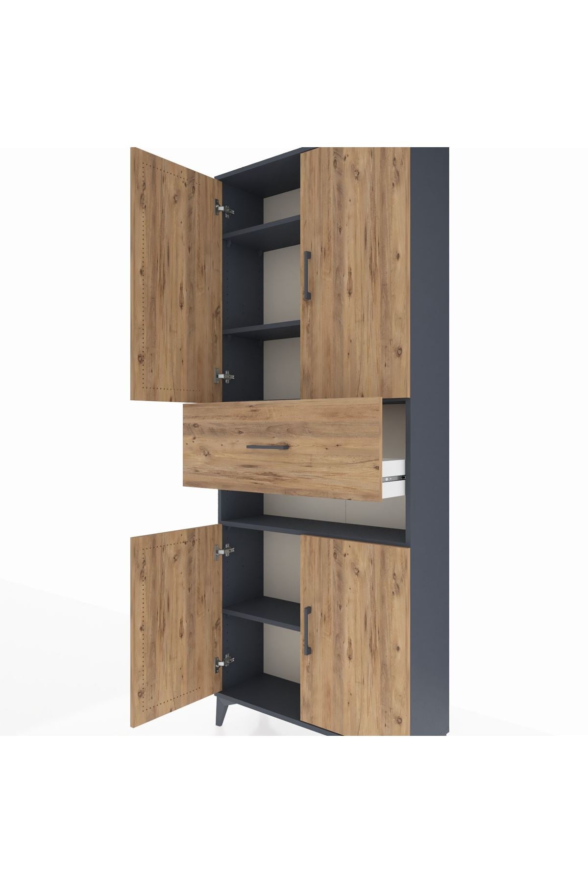 Arges Dolap 5 Raflı Tek Çekmeceli 4 Kapaklı 88x30x221 - S30M182V6A