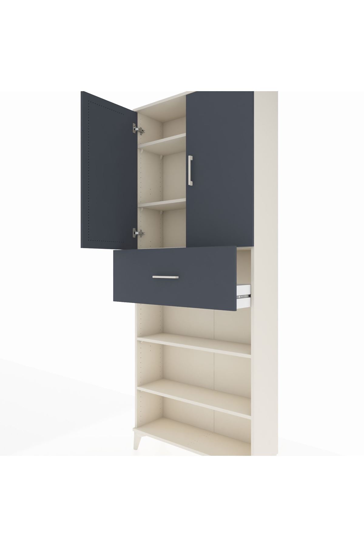 Arges Dolap 5 Raflı Tek Çekmeceli 2 Kapaklı 88x30x221 - S30M183V2A