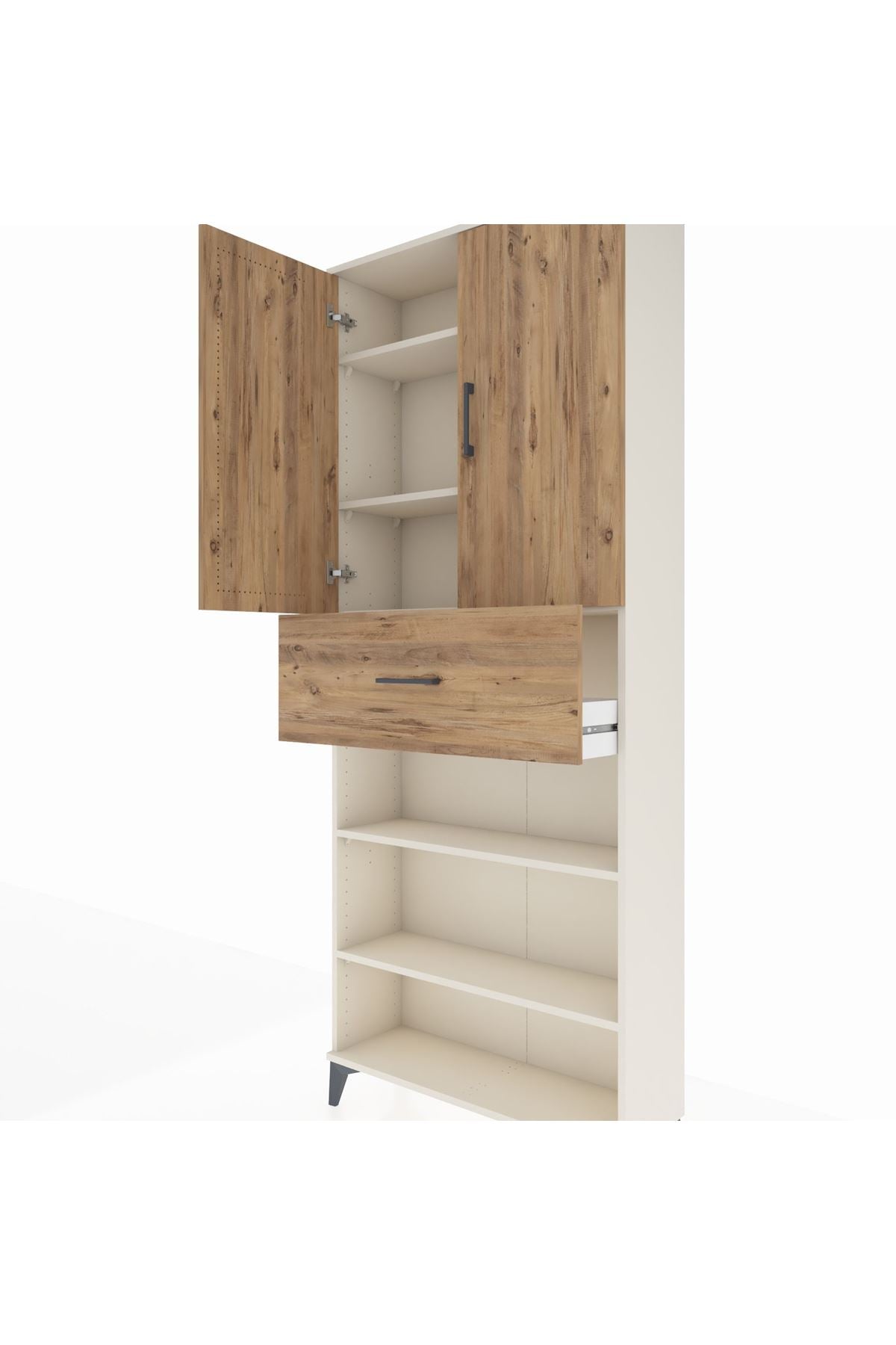 Arges Dolap 5 Raflı Tek Çekmeceli 2 Kapaklı 88x30x221 - S30M183V3A