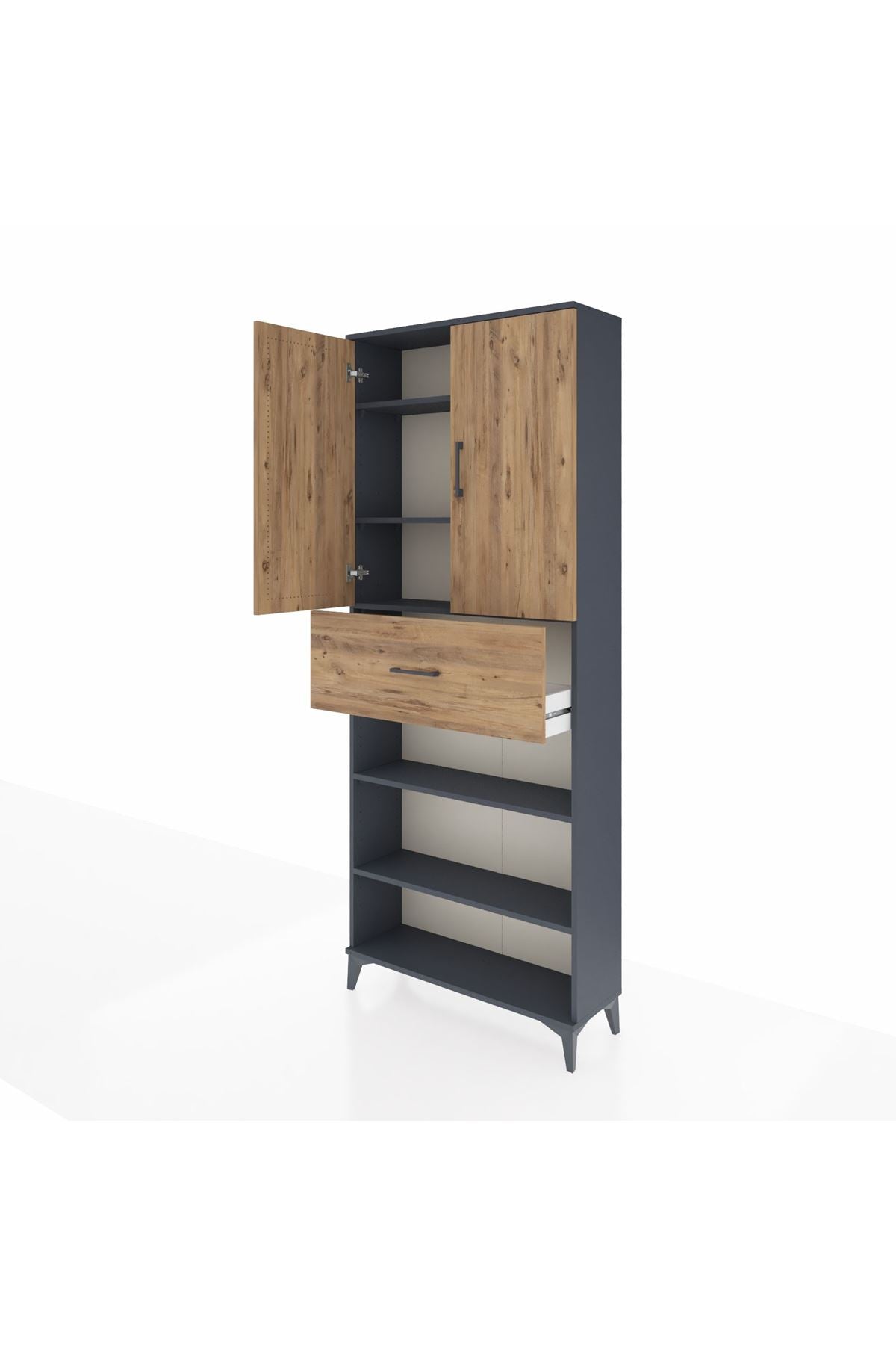 Arges Dolap 5 Raflı Tek Çekmeceli 2 Kapaklı 88x30x221 - S30M183V6A