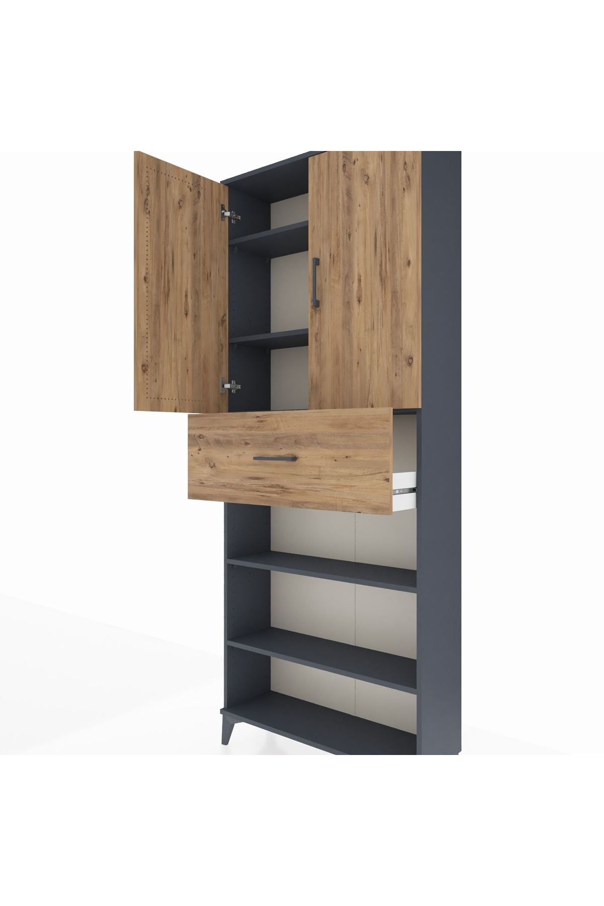 Arges Dolap 5 Raflı Tek Çekmeceli 2 Kapaklı 88x30x221 - S30M183V6A