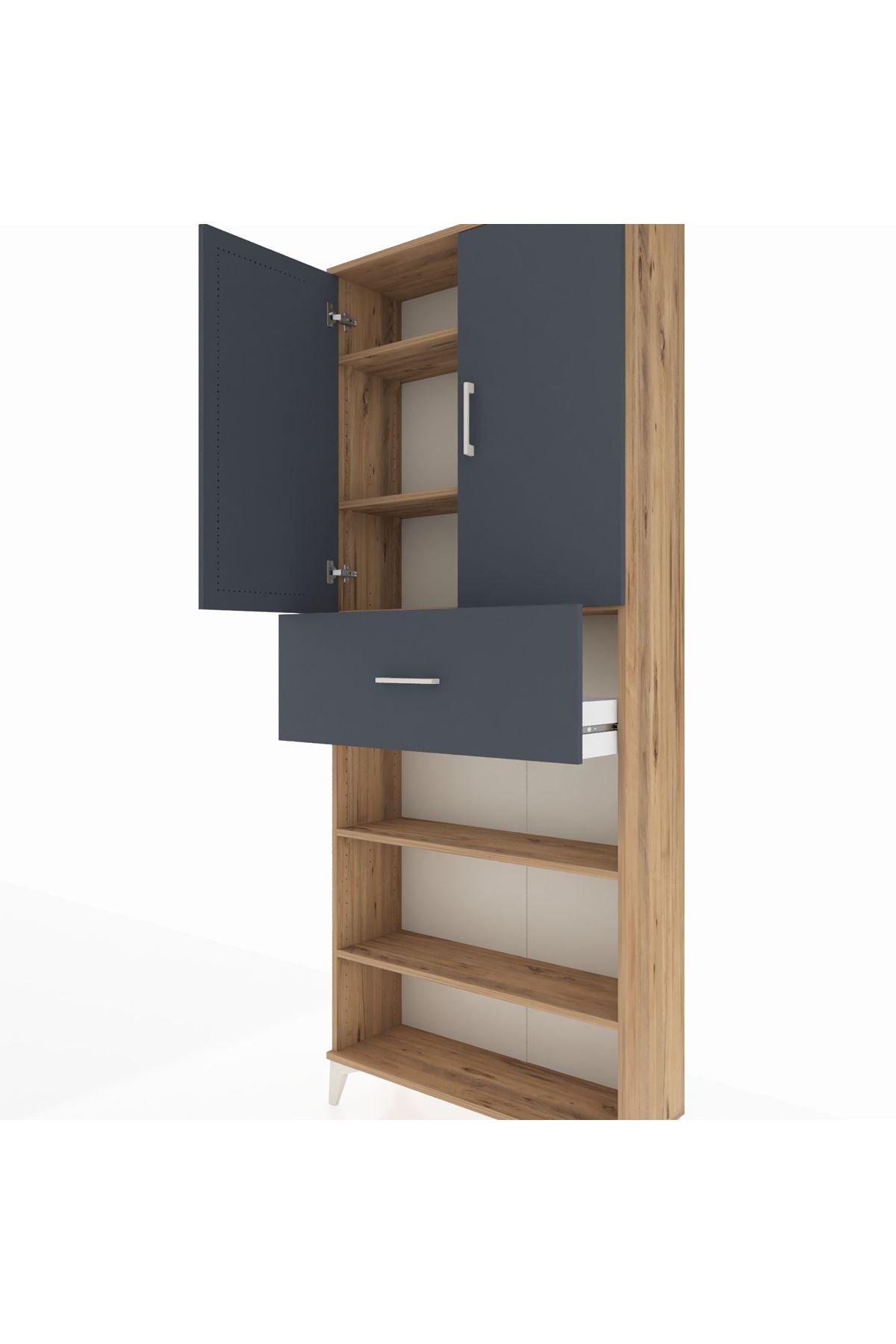 Arges Dolap 5 Raflı Tek Çekmeceli 2 Kapaklı 88x30x221 - S30M183V8A