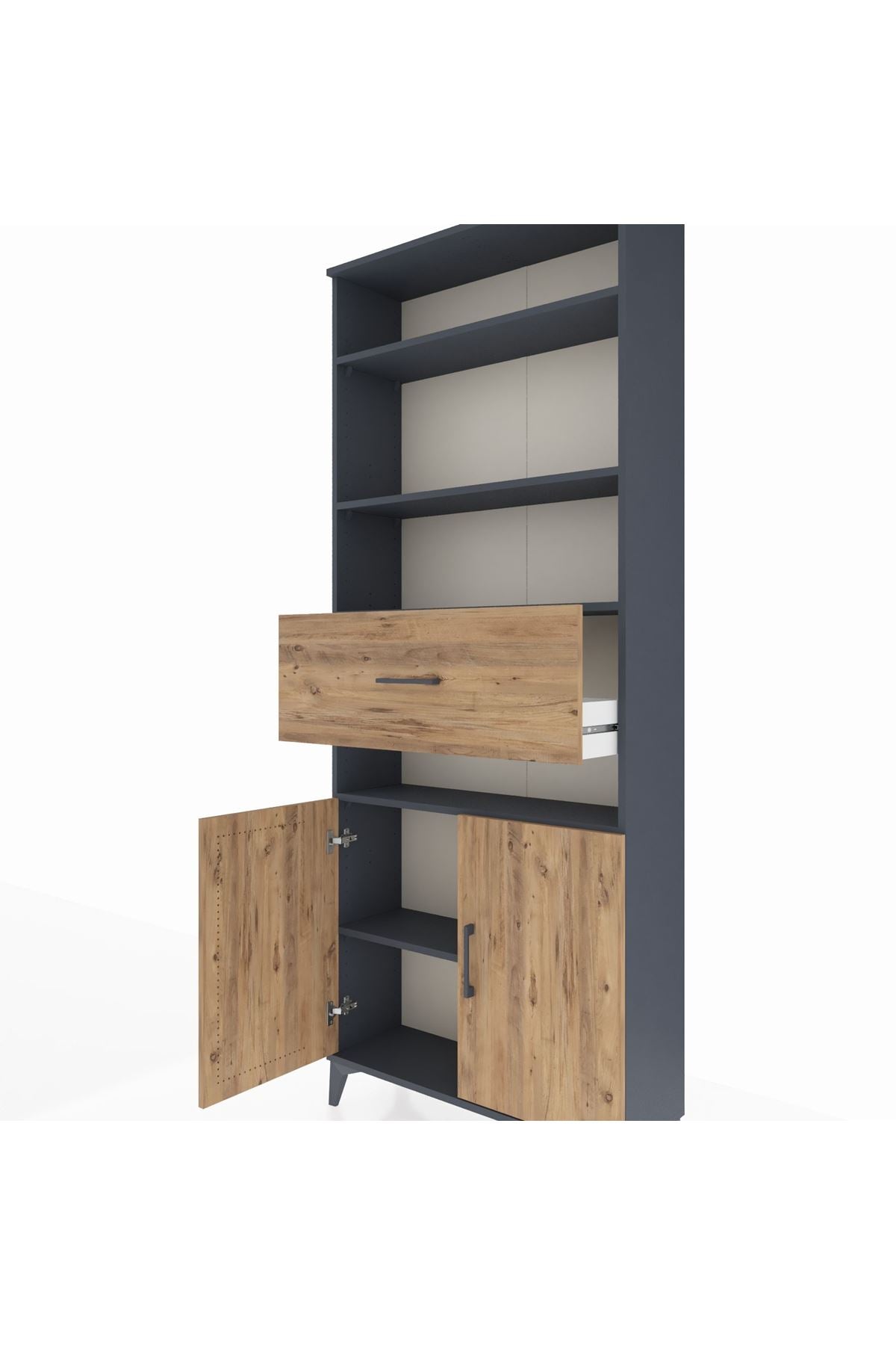 Arges Dolap 5 Raflı Tek Çekmeceli 2 Kapaklı 88x30x221 - S30M184V6A