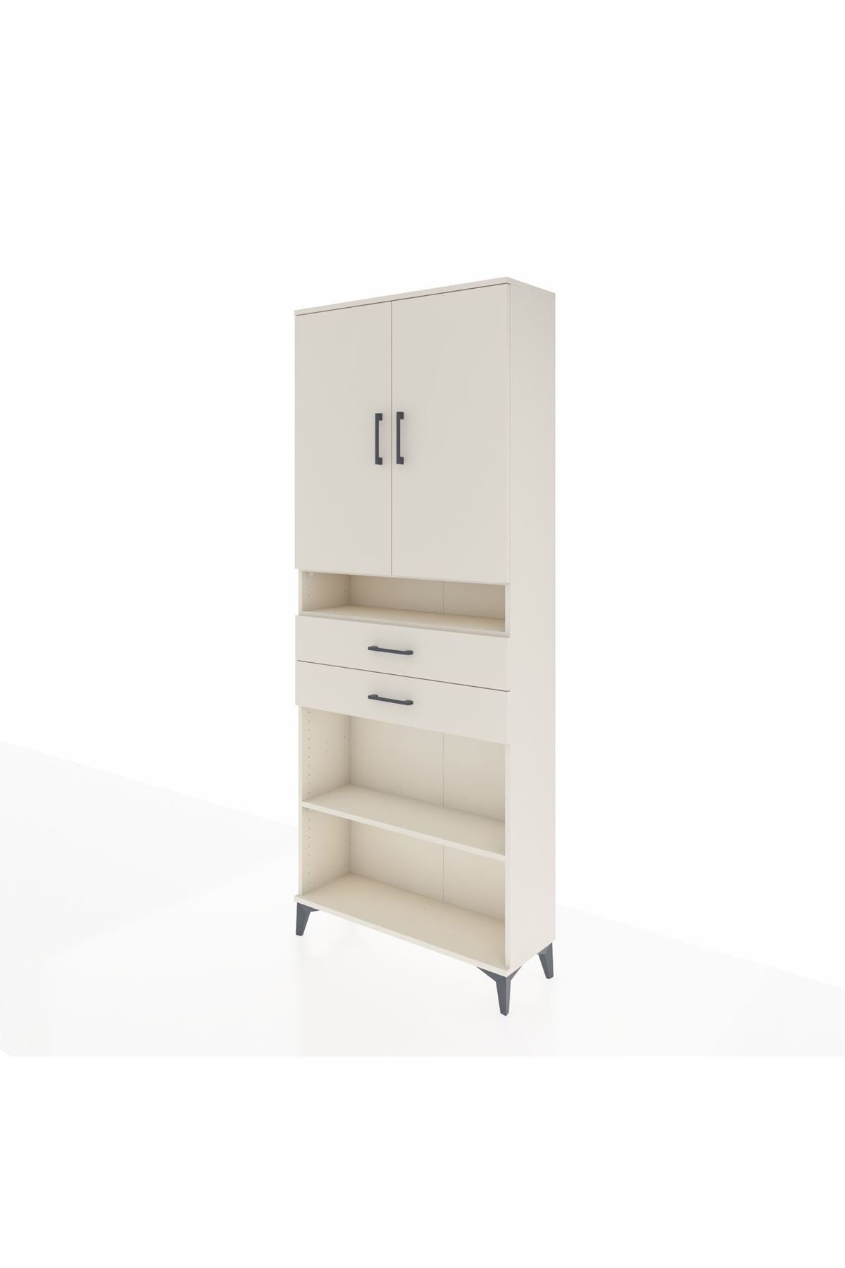 Arges Dolap 5 Raflı 2 Çekmeceli 2 Kapaklı 88x30x221 - S30M187V1A