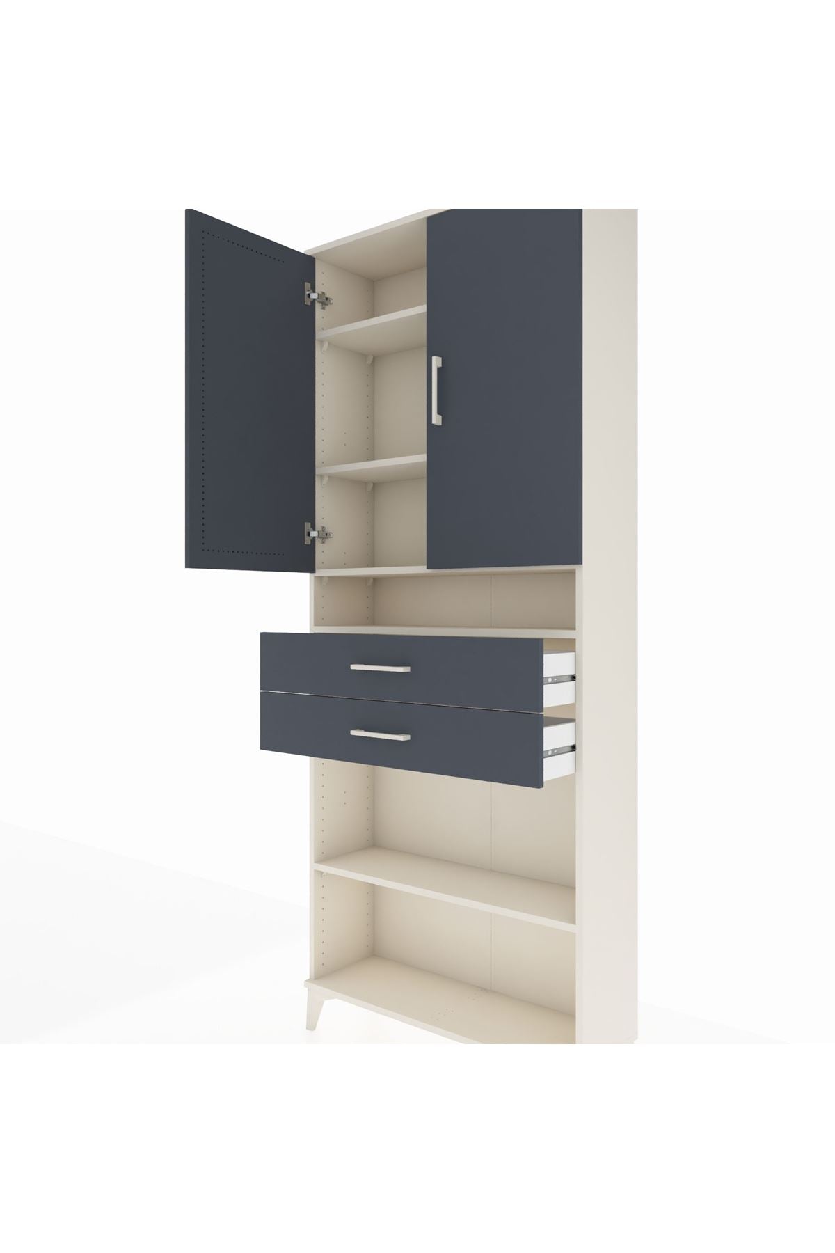 Arges Dolap 5 Raflı 2 Çekmeceli 2 Kapaklı 88x30x221 - S30M187V2A