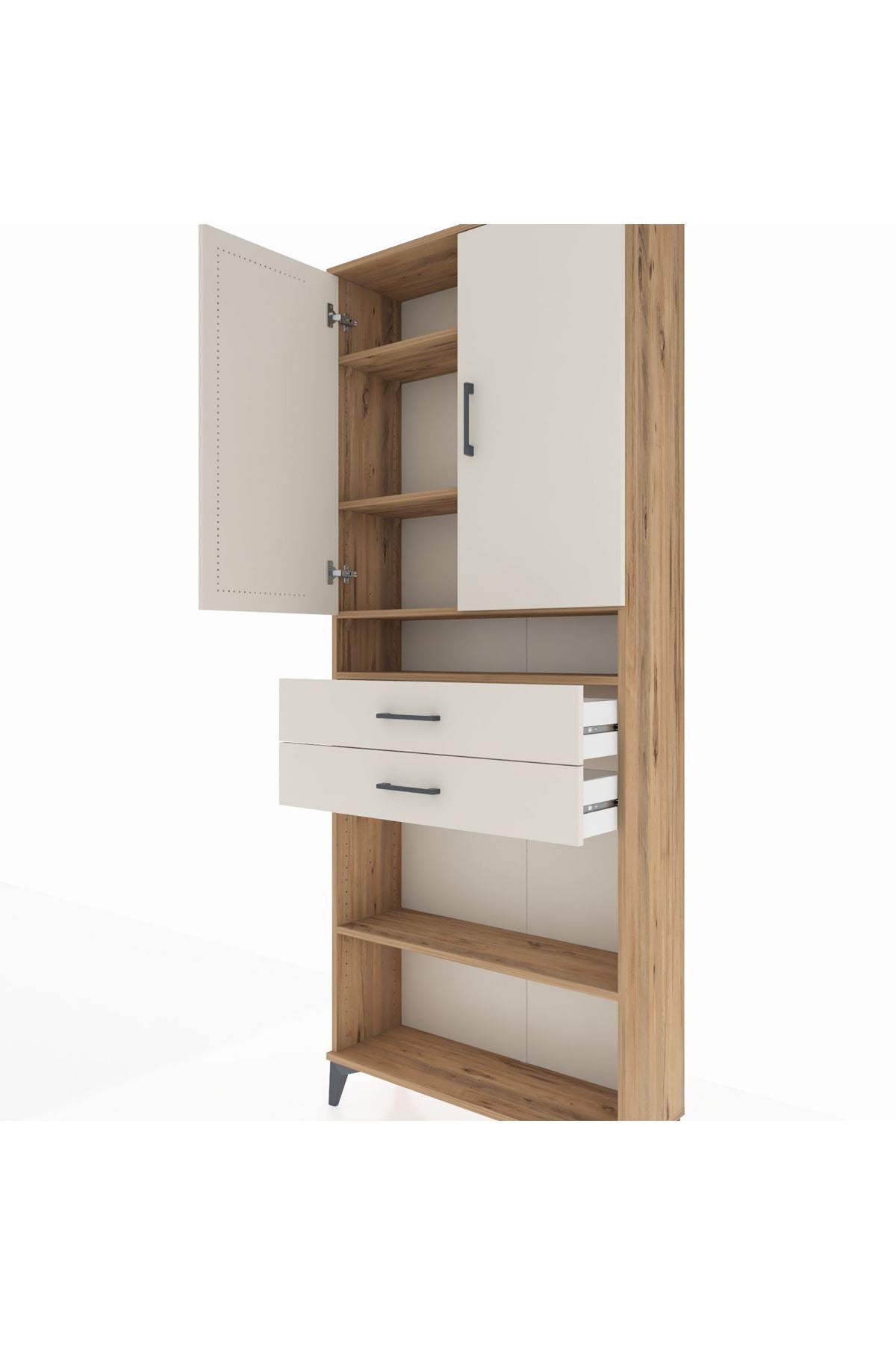 Arges Dolap 5 Raflı 2 Çekmeceli 2 Kapaklı 88x30x221 - S30M187V7A
