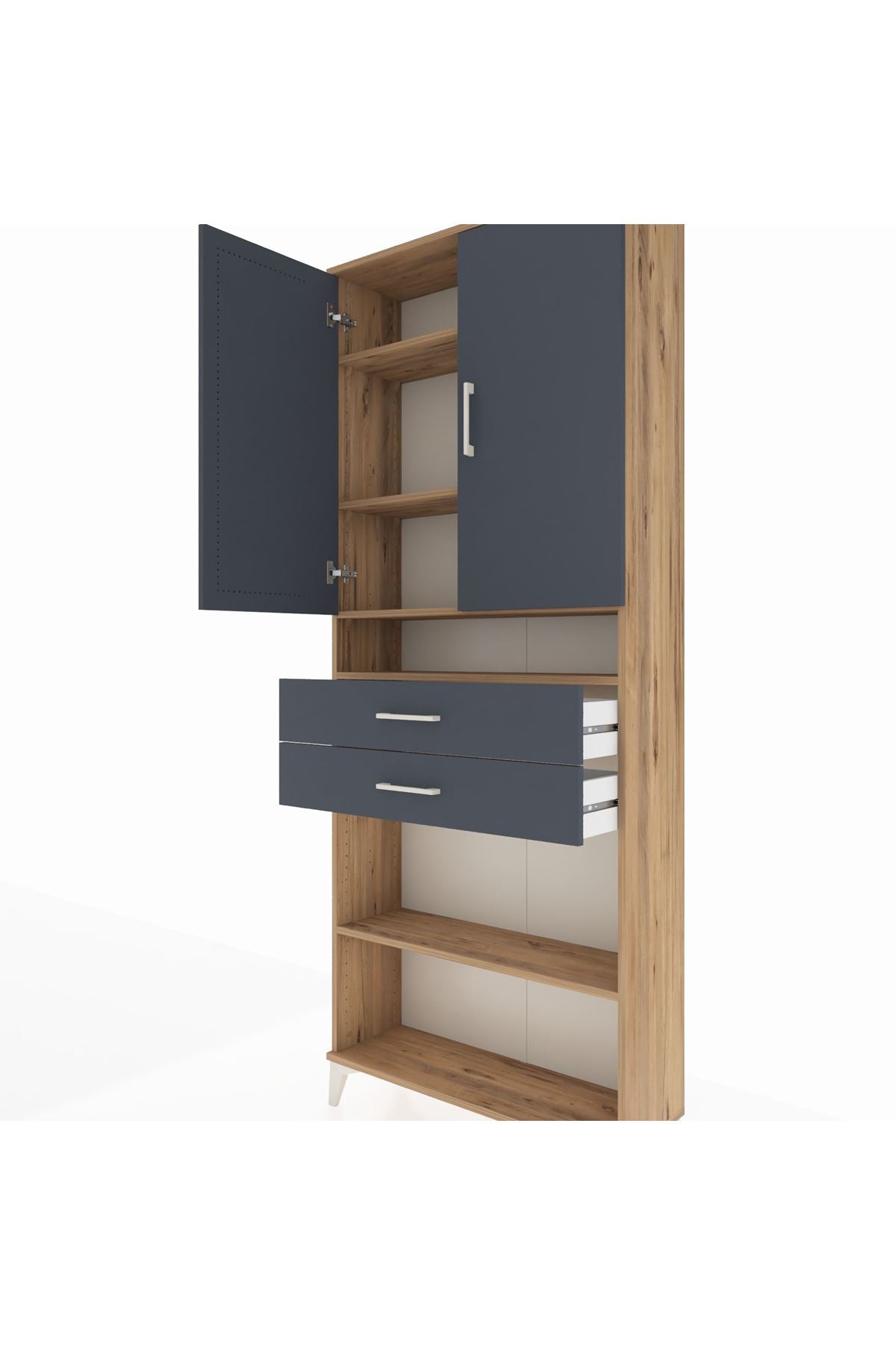 Arges Dolap 5 Raflı 2 Çekmeceli 2 Kapaklı 88x30x221 - S30M187V8A