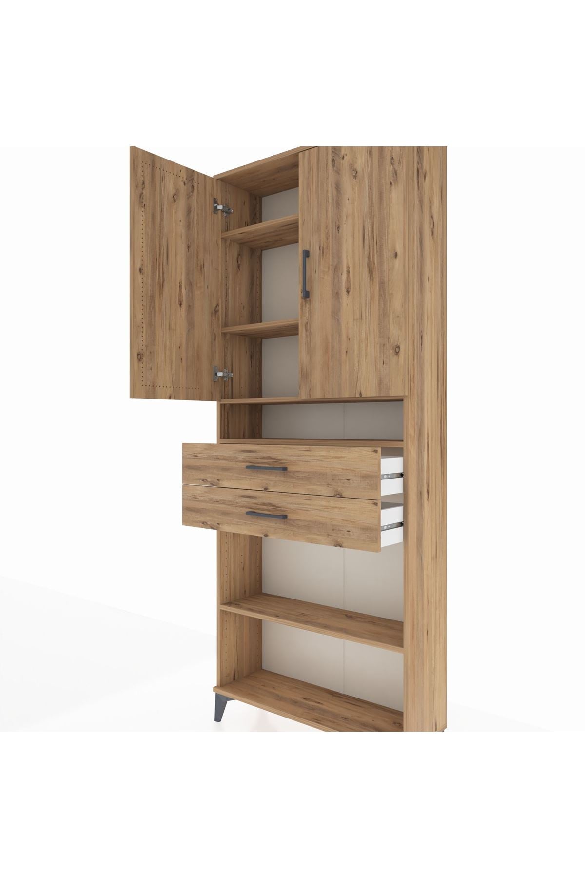 Arges Dolap 5 Raflı 2 Çekmeceli 2 Kapaklı 88x30x221 - S30M187V9A